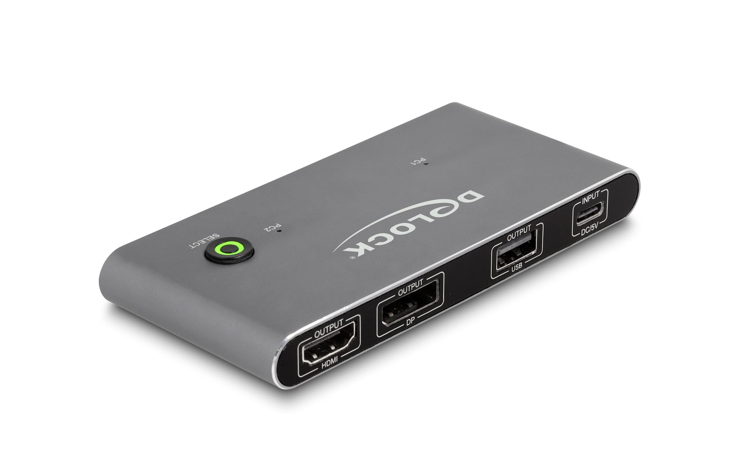 Delock KVM Switch USB-C zu HDMI und DisplayPort 8K MST mit USB 2.0