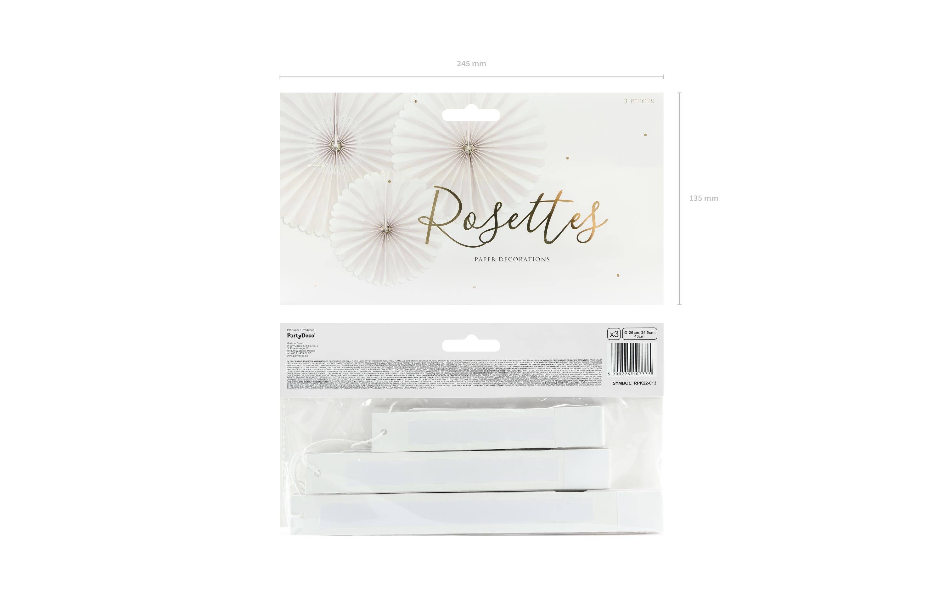 Partydeco Rosetten Pastell 3 Stück, Beige