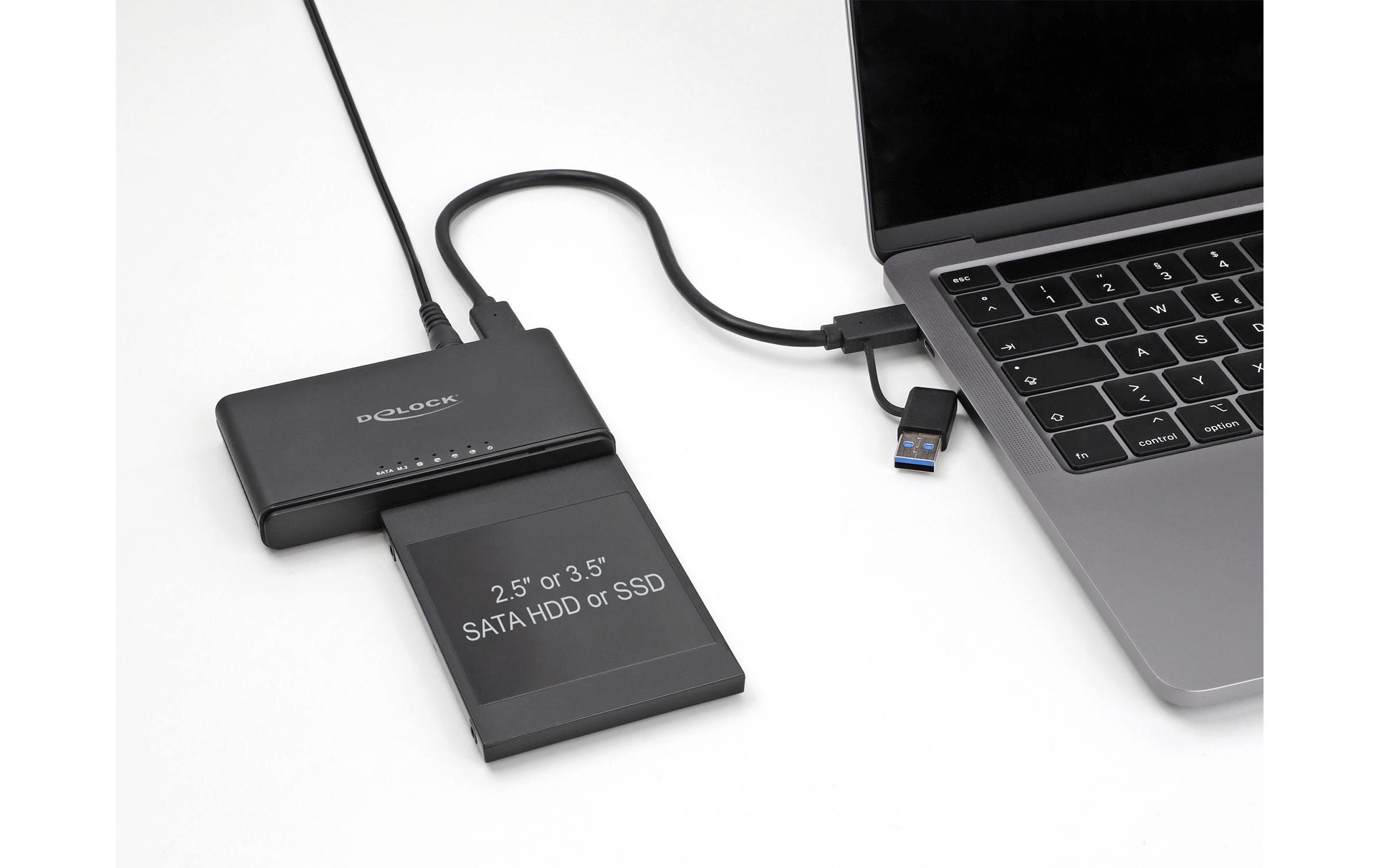 Delock Konverter USB-C für 1x M.2 NVMe SSD +1x SATA SSD/HDD