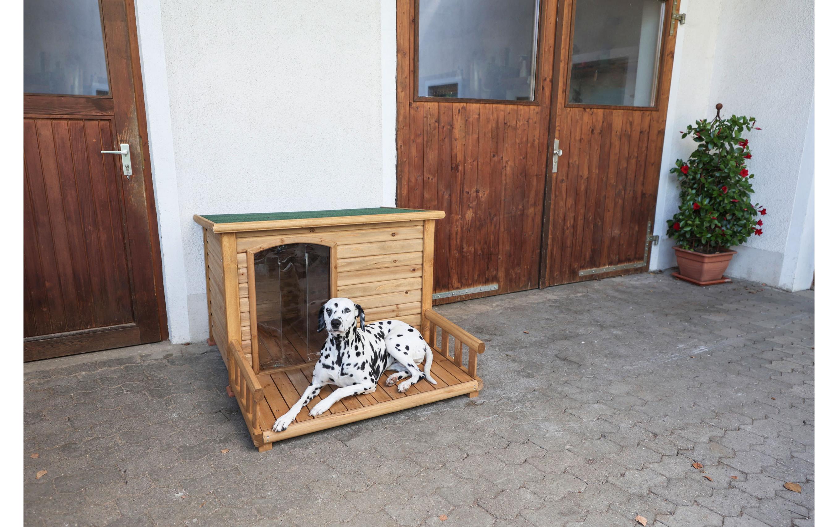 Kerbl Hundehütte mit Terrasse 113 cm x 127 cm x 83 cm