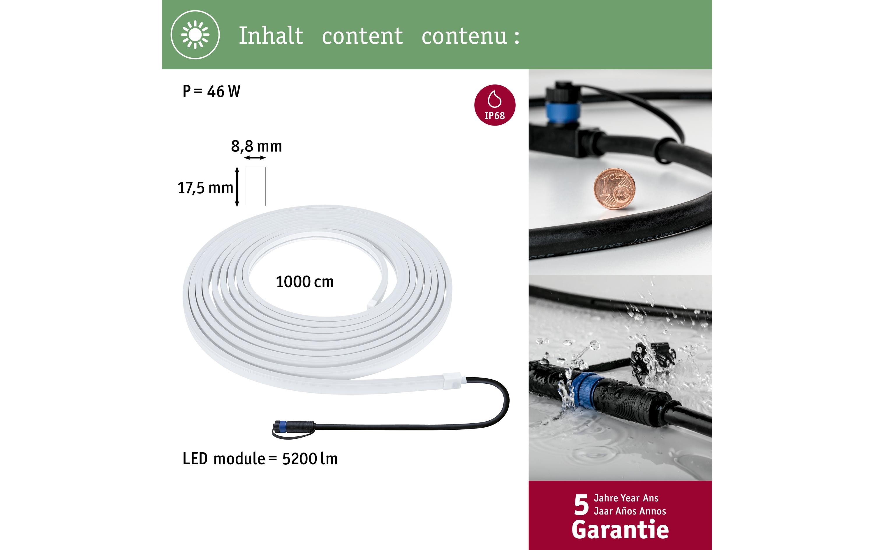 Paulmann LED-Stripe Plug & Shine Smooth, 3000K, 10m, Weiss