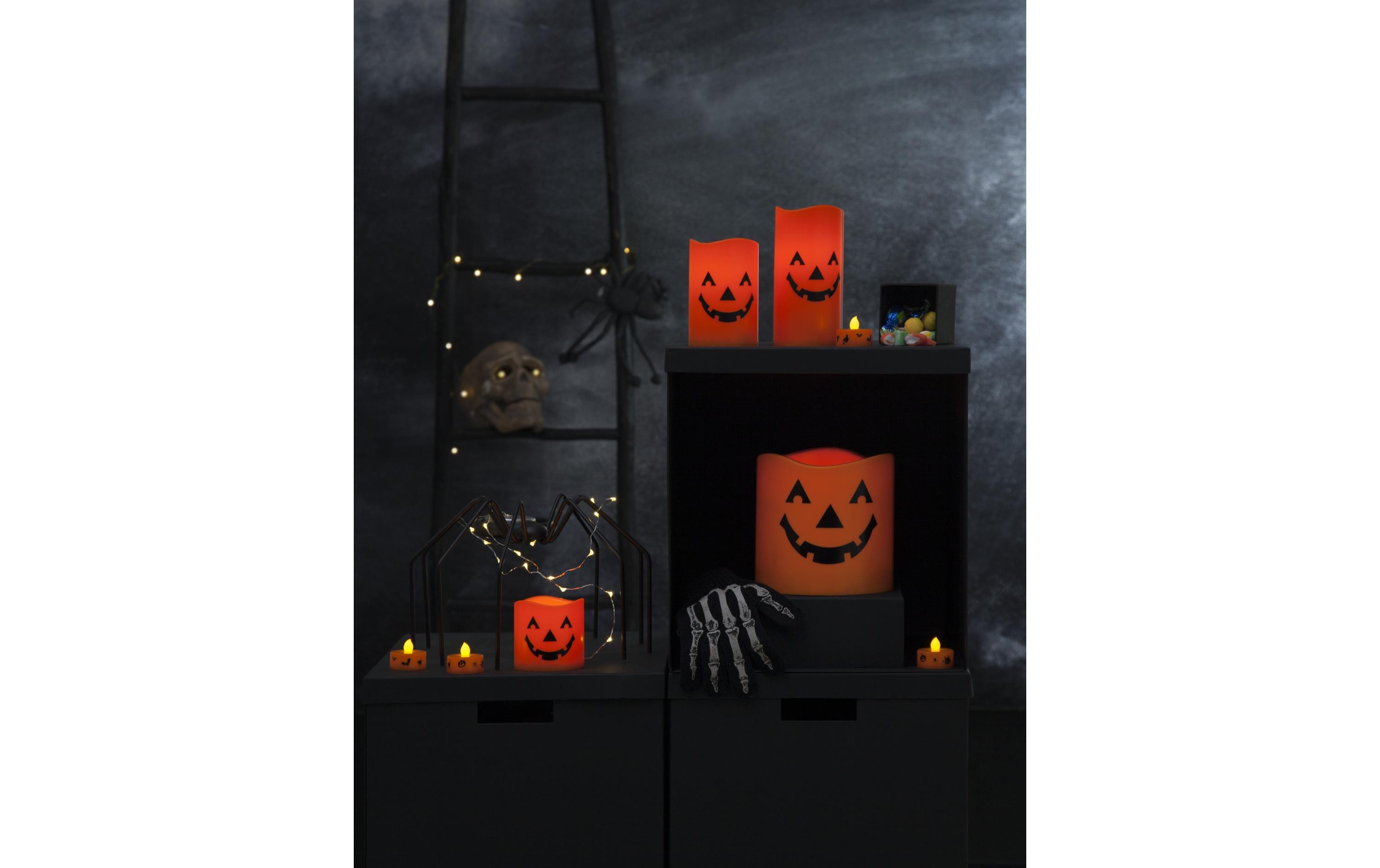 Star Trading LED-Kerze Halloween, Ø 15 x 15 cm, Orange