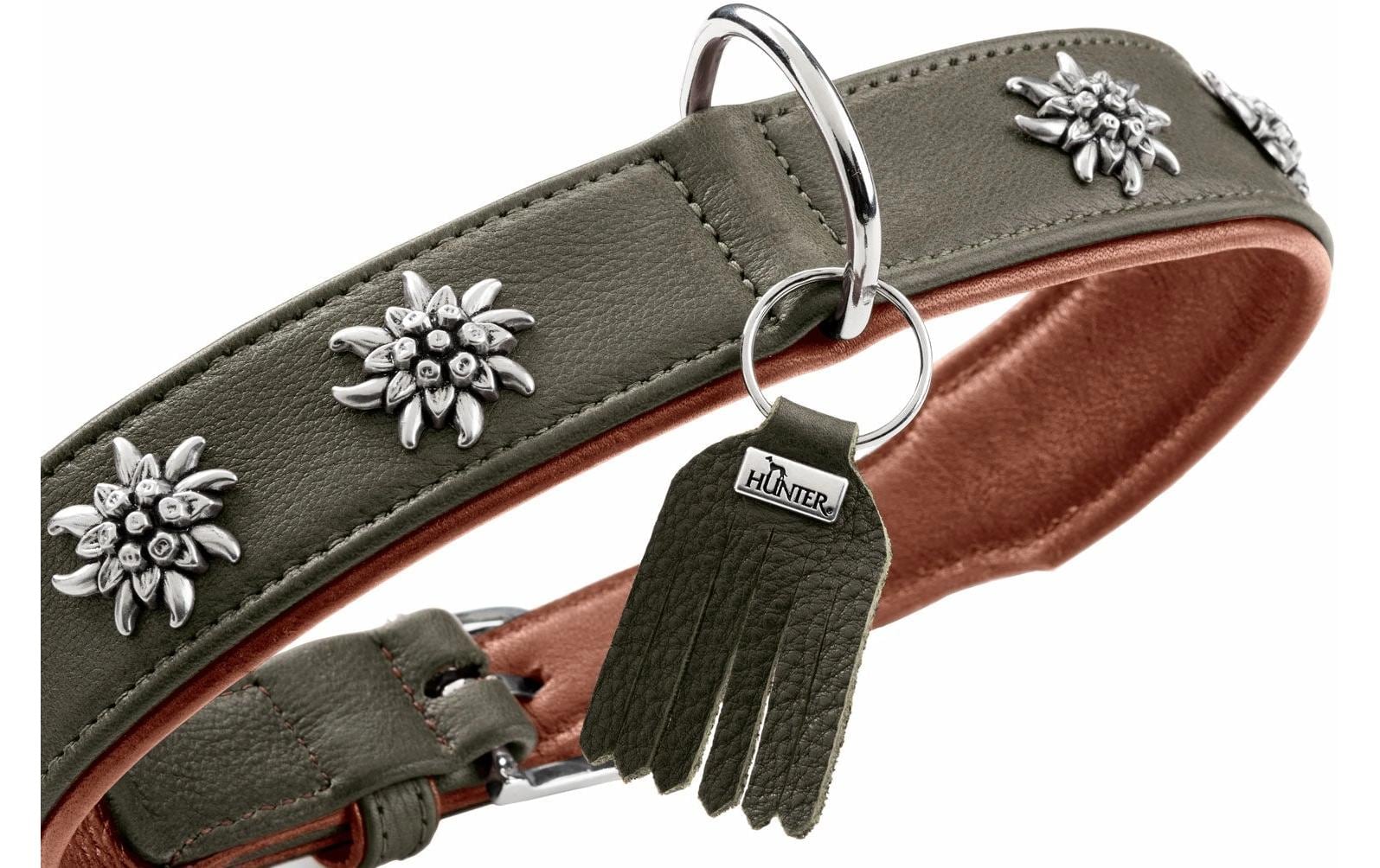 Hunter Halsband München 65/L, Rindsleder, Grün/Cognac