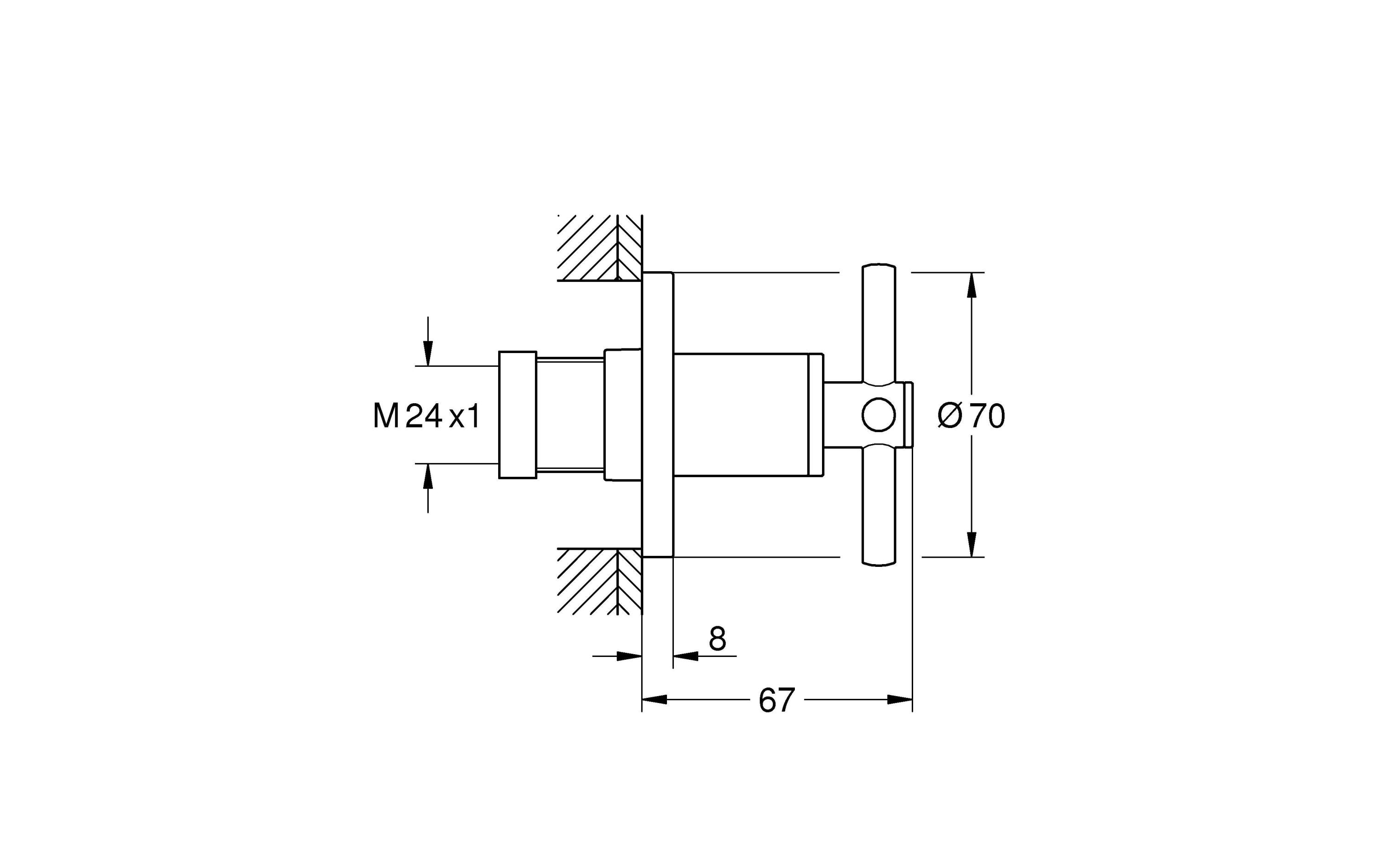 GROHE Ventiloberteil Atrio M24x1 Supersteel Kreuzgriff