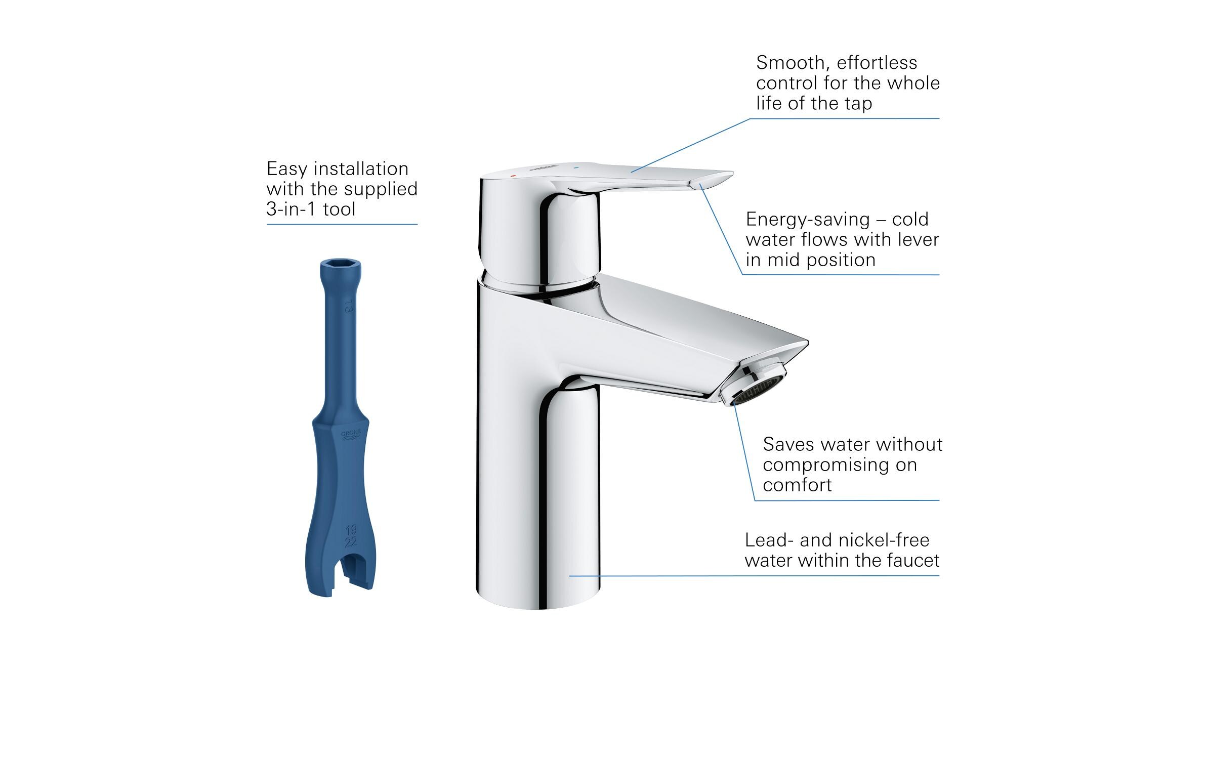 GROHE Lavaboarmatur QuickFix Start S-Size chrom