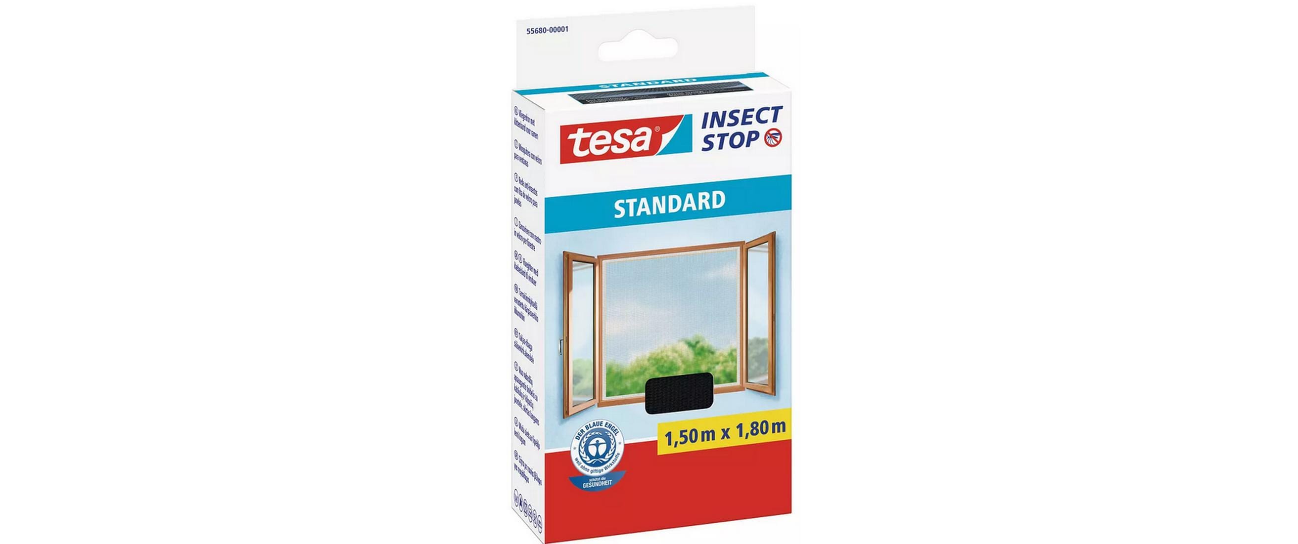 tesa Fliegengitter -Set Standard, 2x 1.5 m x 1.8 m, Anthrazit