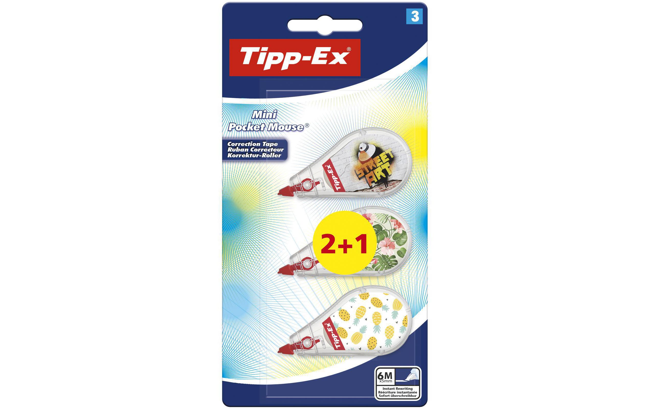 Tipp-Ex Korrekturroller Mini Pocket Mouse Decors 6 m x 5 mm, 3 Stk