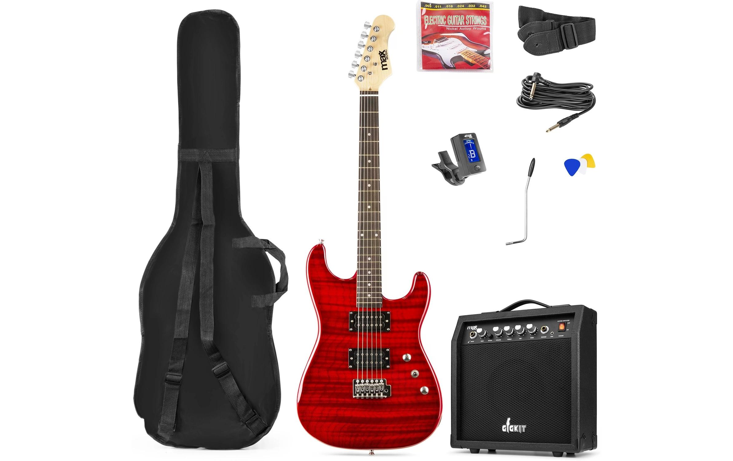 MAX E-Gitarre GigKit Quilted Style Rot