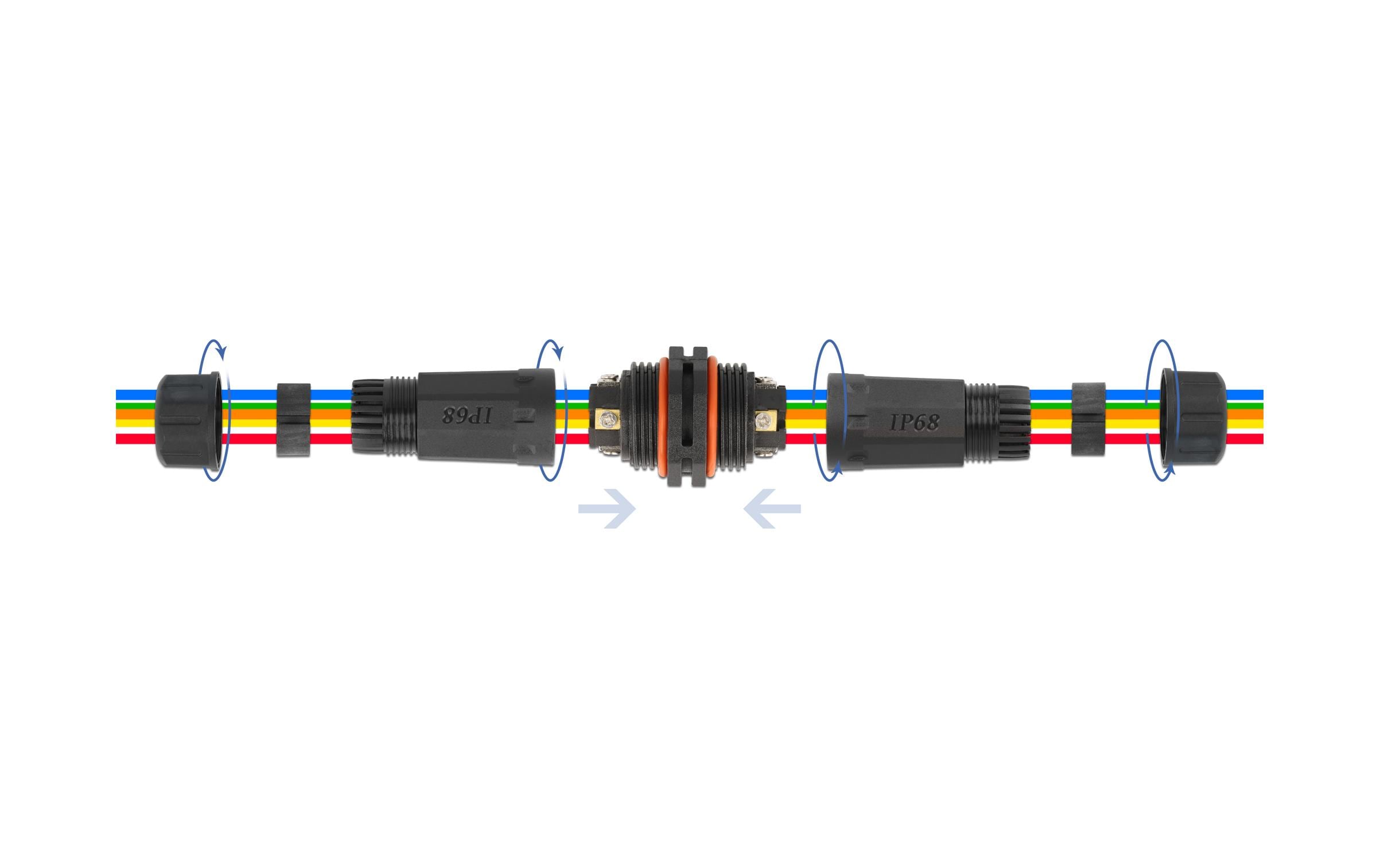 Delock Verbindungsmuffe IP68, 5 Pin, 4.5 - 7.5 mm schwarz