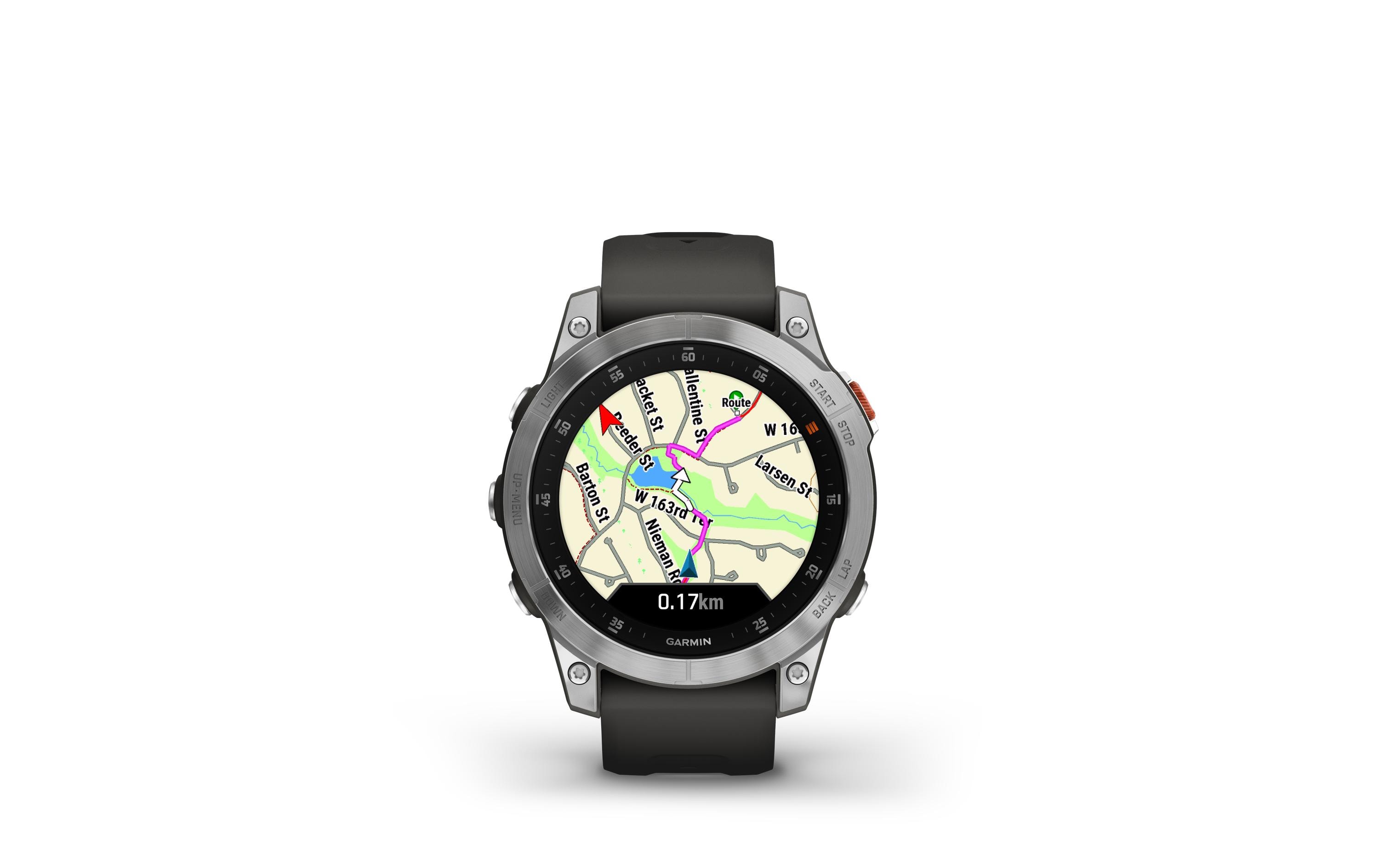 GARMIN Sportuhr Epix Gen 2, 22 mm Anthrazit/Silber