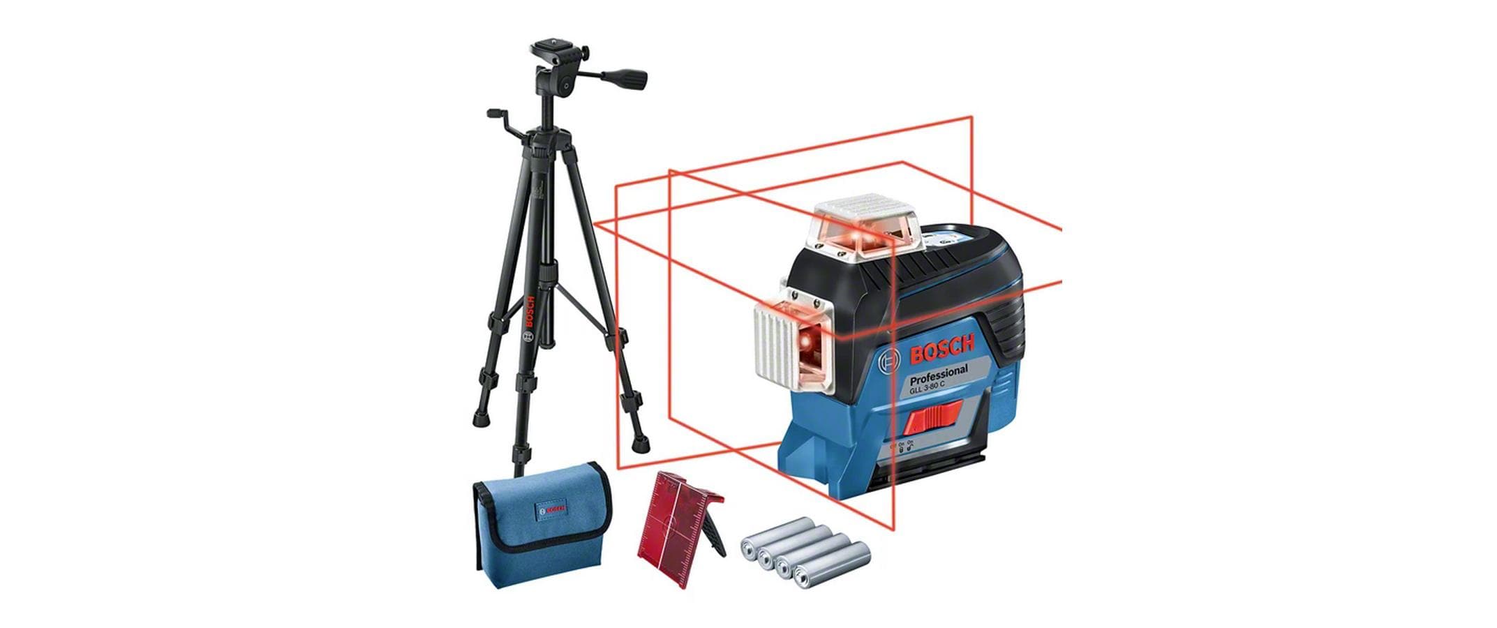 Bosch Professional Linienlaser mit Baustativ BT 150, GLL 3-80 C, 30 m