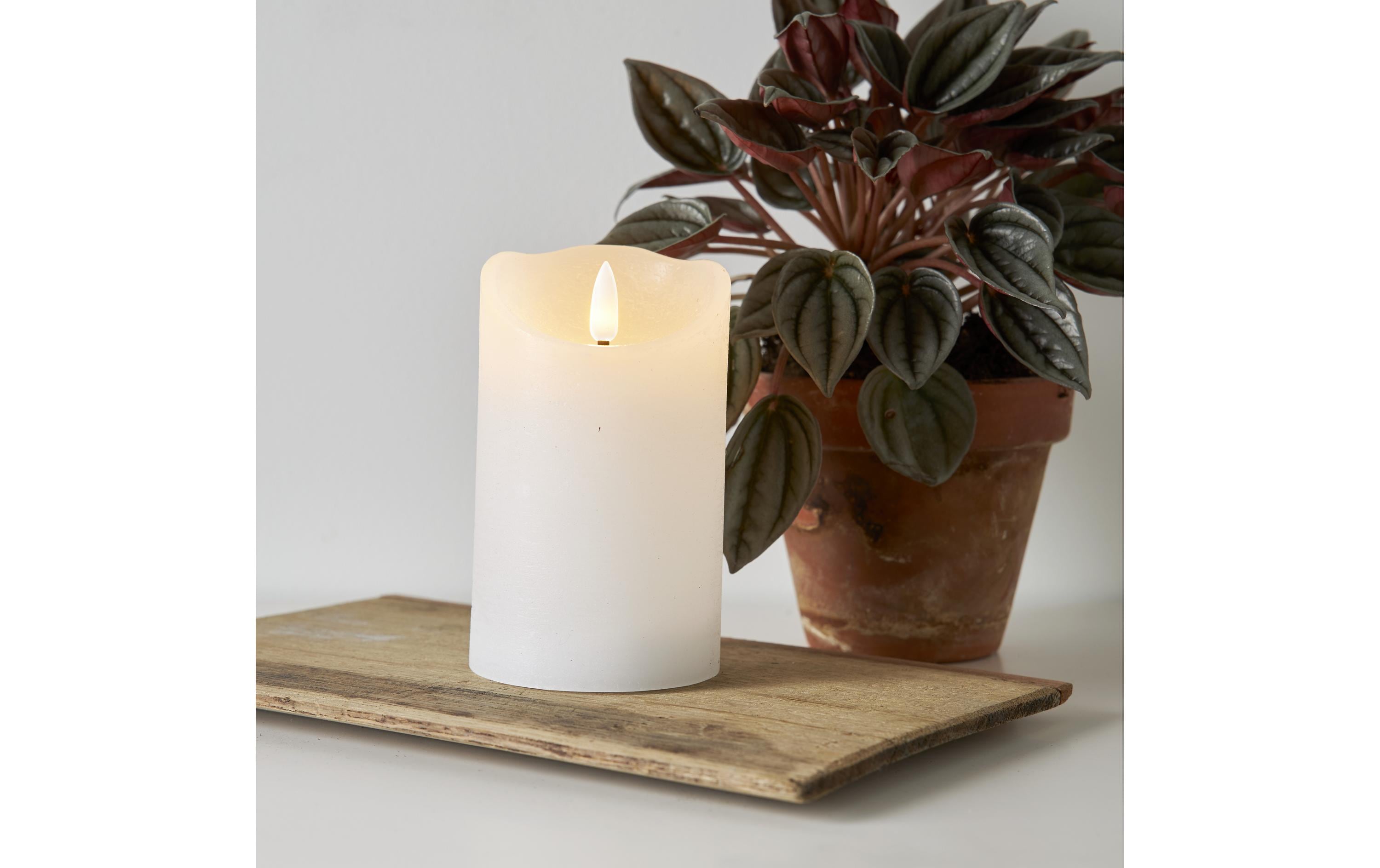 Star Trading LED-Kerze Flamme Rustic, Ø 7.5 x 12.5 cm, Weiss