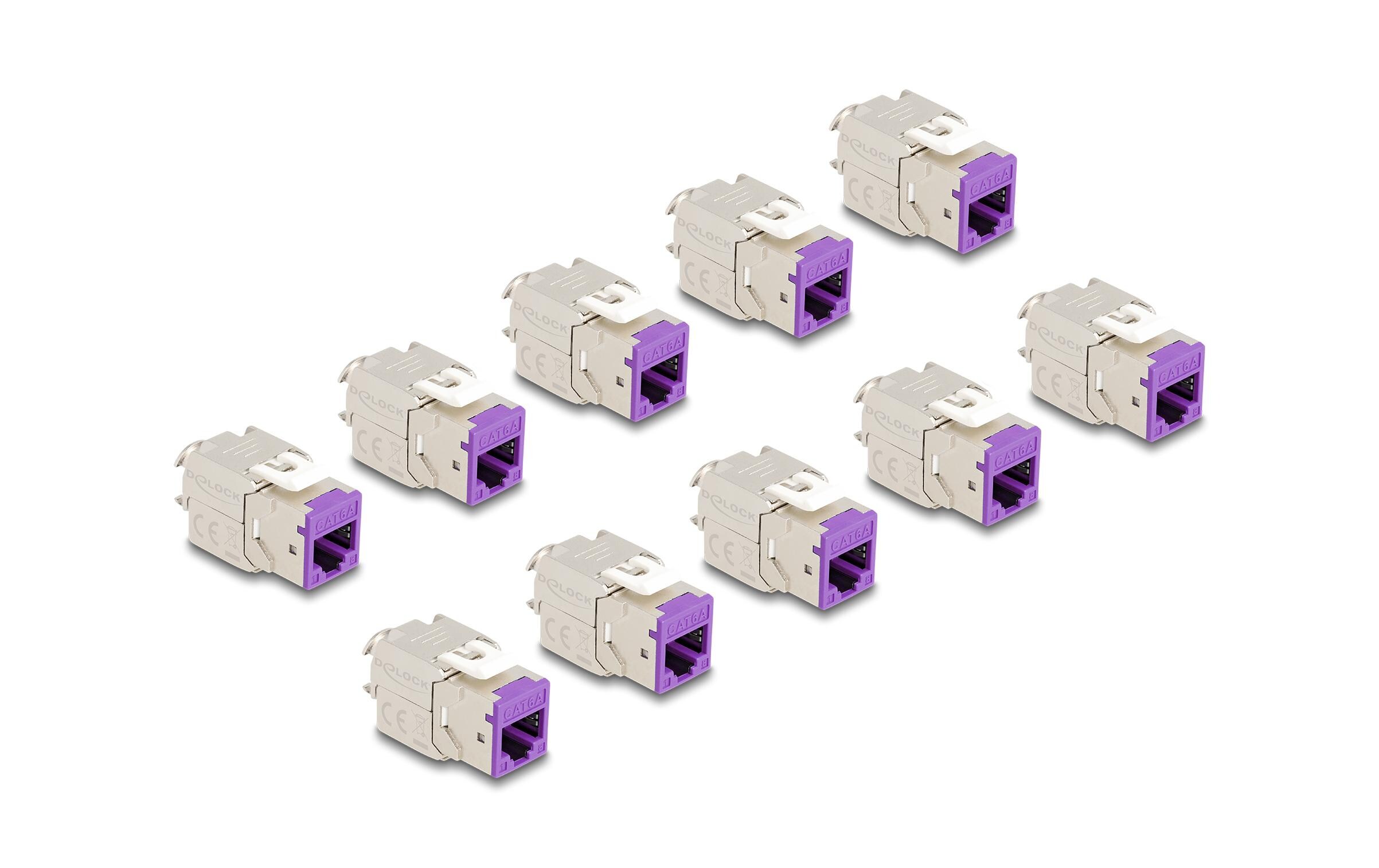 Delock Keystone-Modul RJ45 zu LSA Cat.6A Violett, 10 Stück