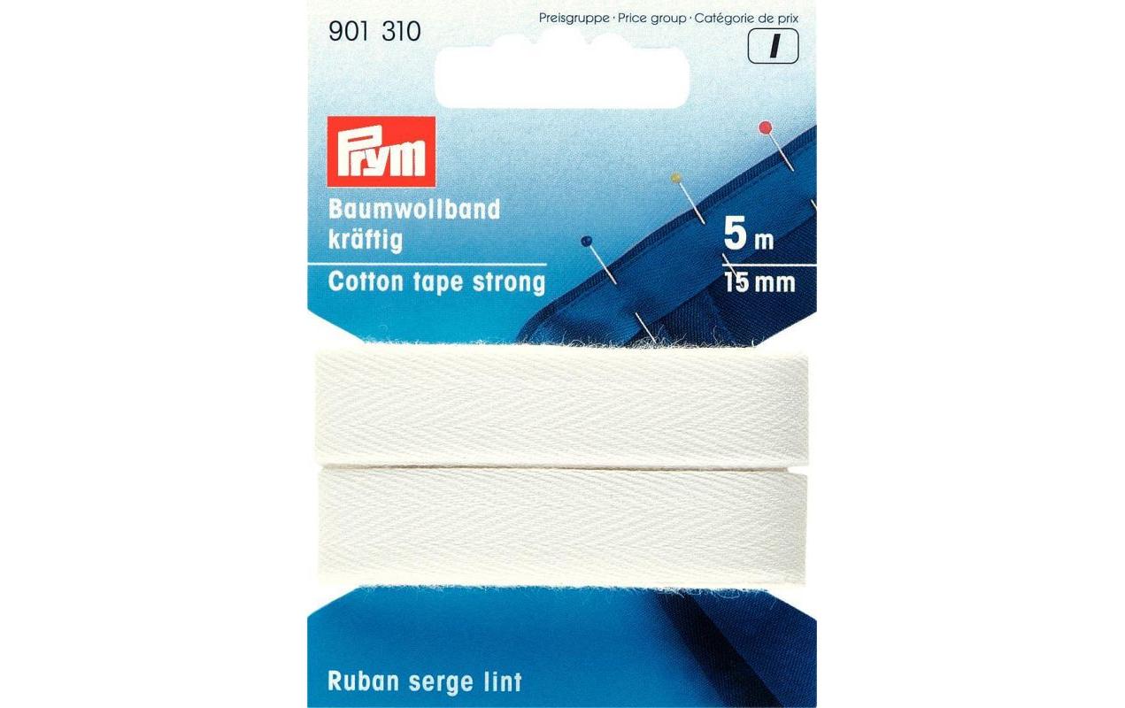 Prym Baumwollband Weiss, 5 m x 15 mm