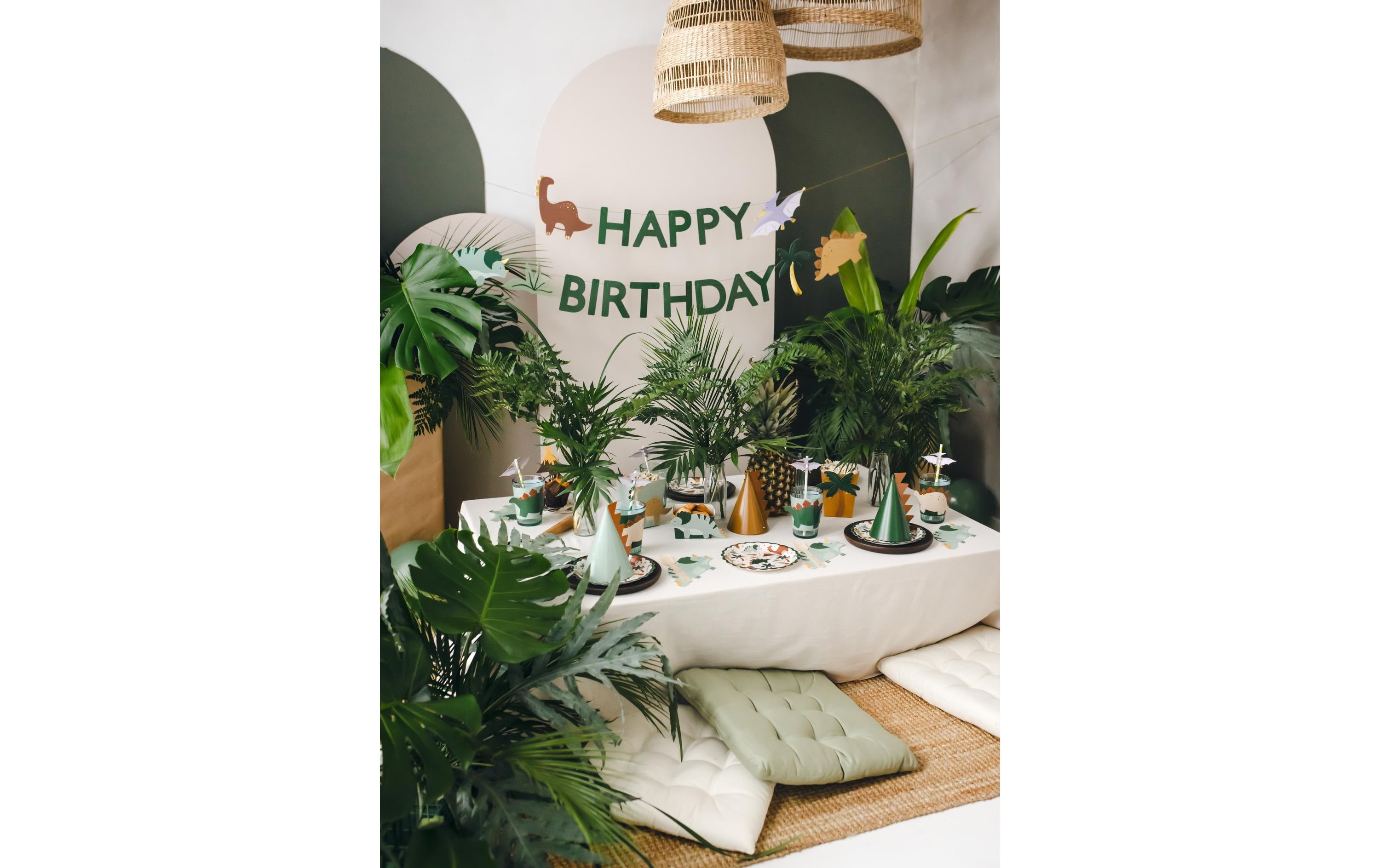 Partydeco Girlande Happy Birthday Dino 3 m, Mehrfarbig