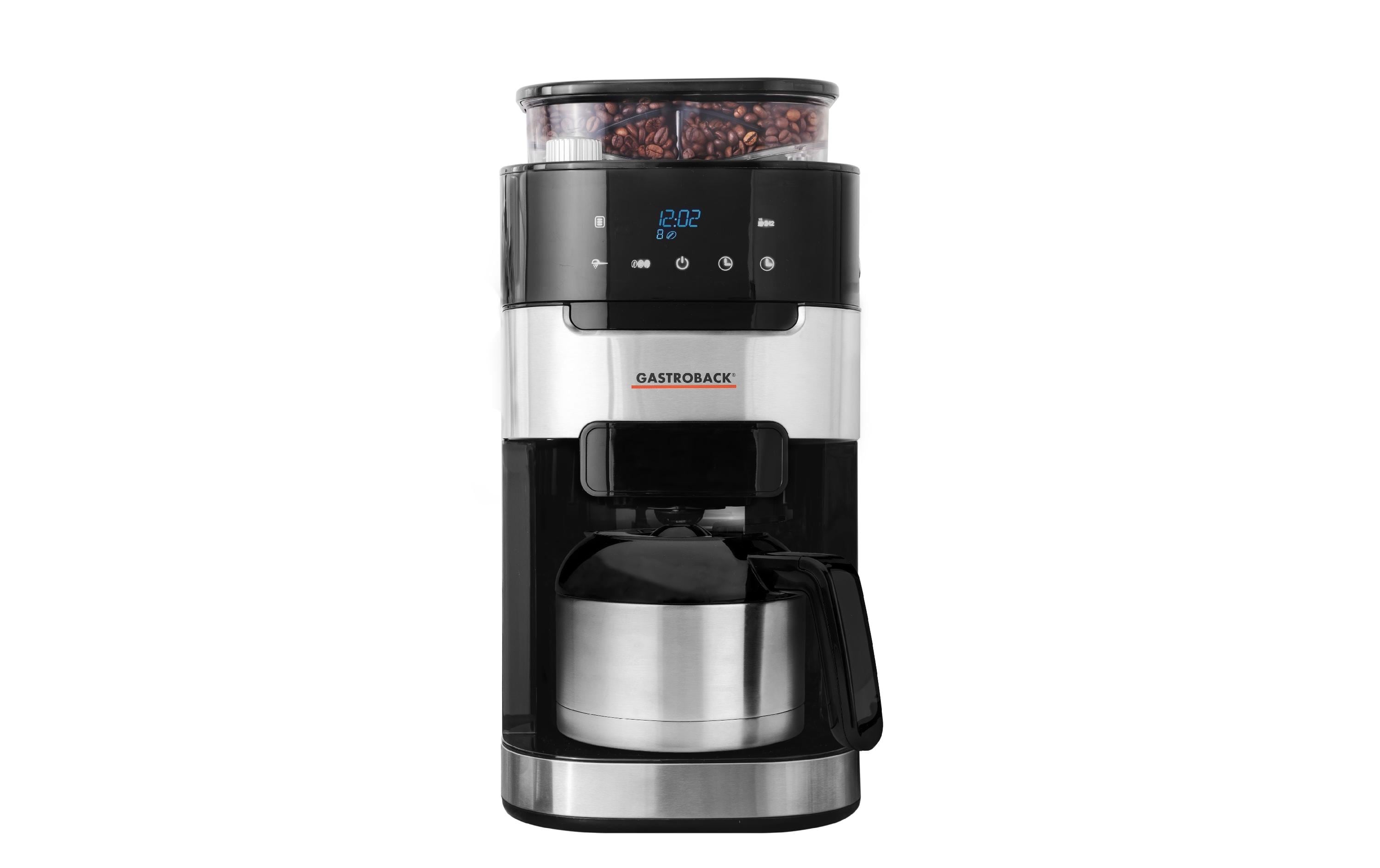 Gastroback Filterkaffeemaschine Grind & Brew Pro Thermo Schwarz/Silber