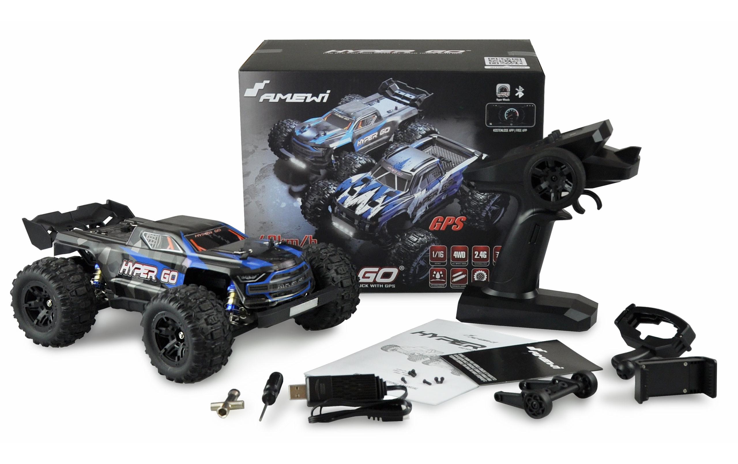 Amewi Truggy Hyper GO Brushed 4WD GPS, Blau 1:16, RTR