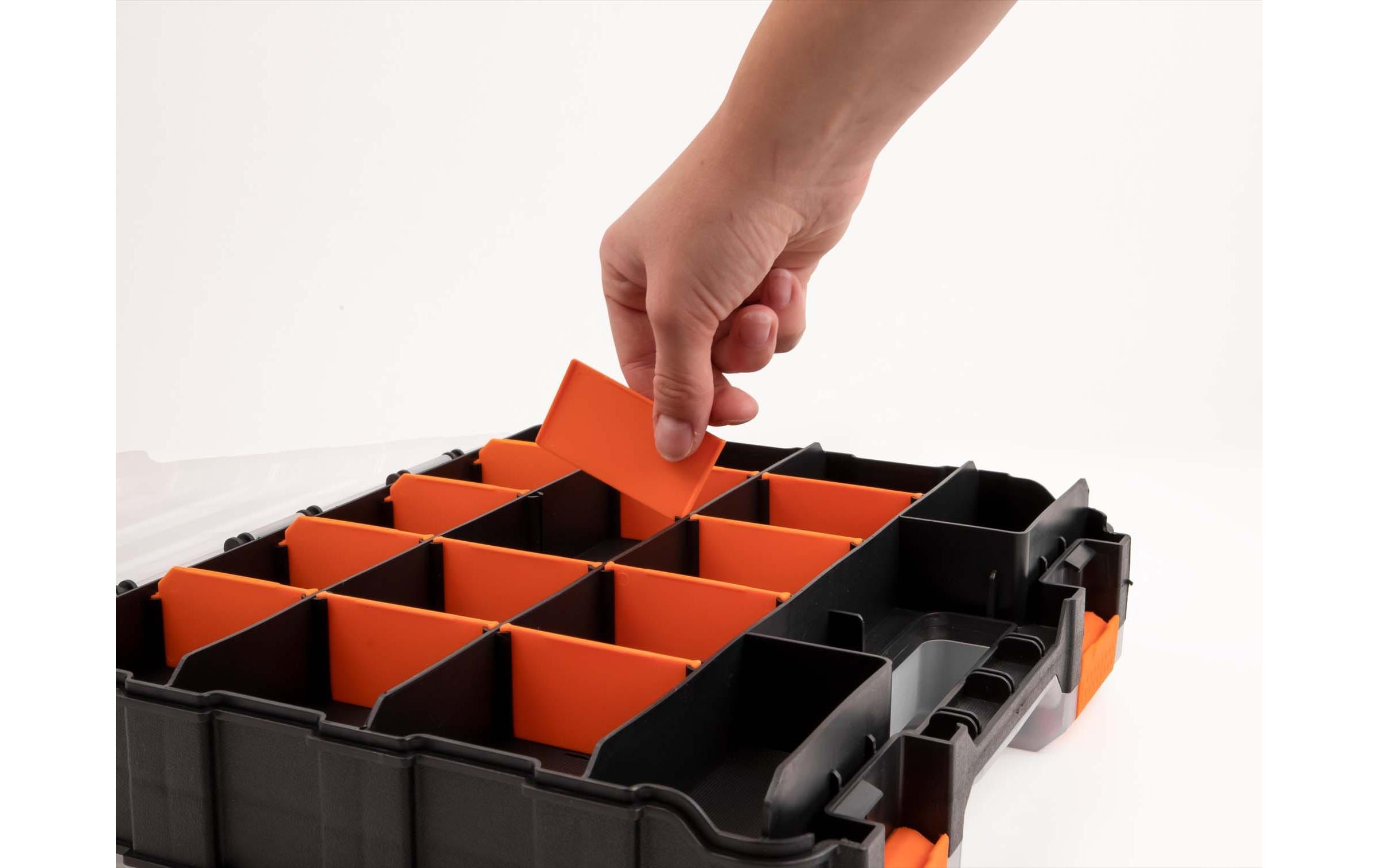 Delock Sortimentskasten Orange / Schwarz 34 Fächer