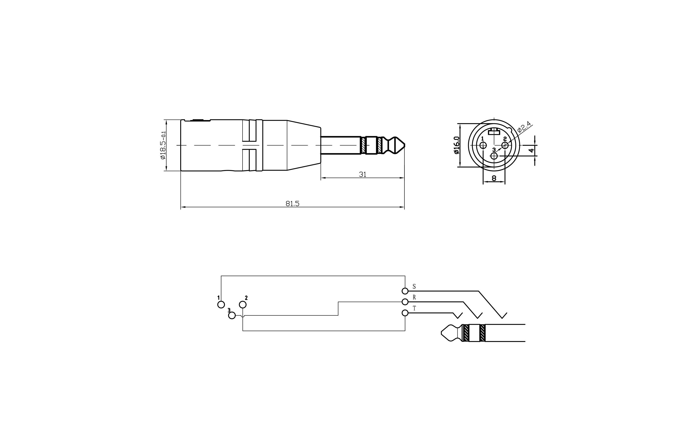 Bemero Audio-Adapter BA1102 XLR 3 Pole male - Klinke 6,3mm male