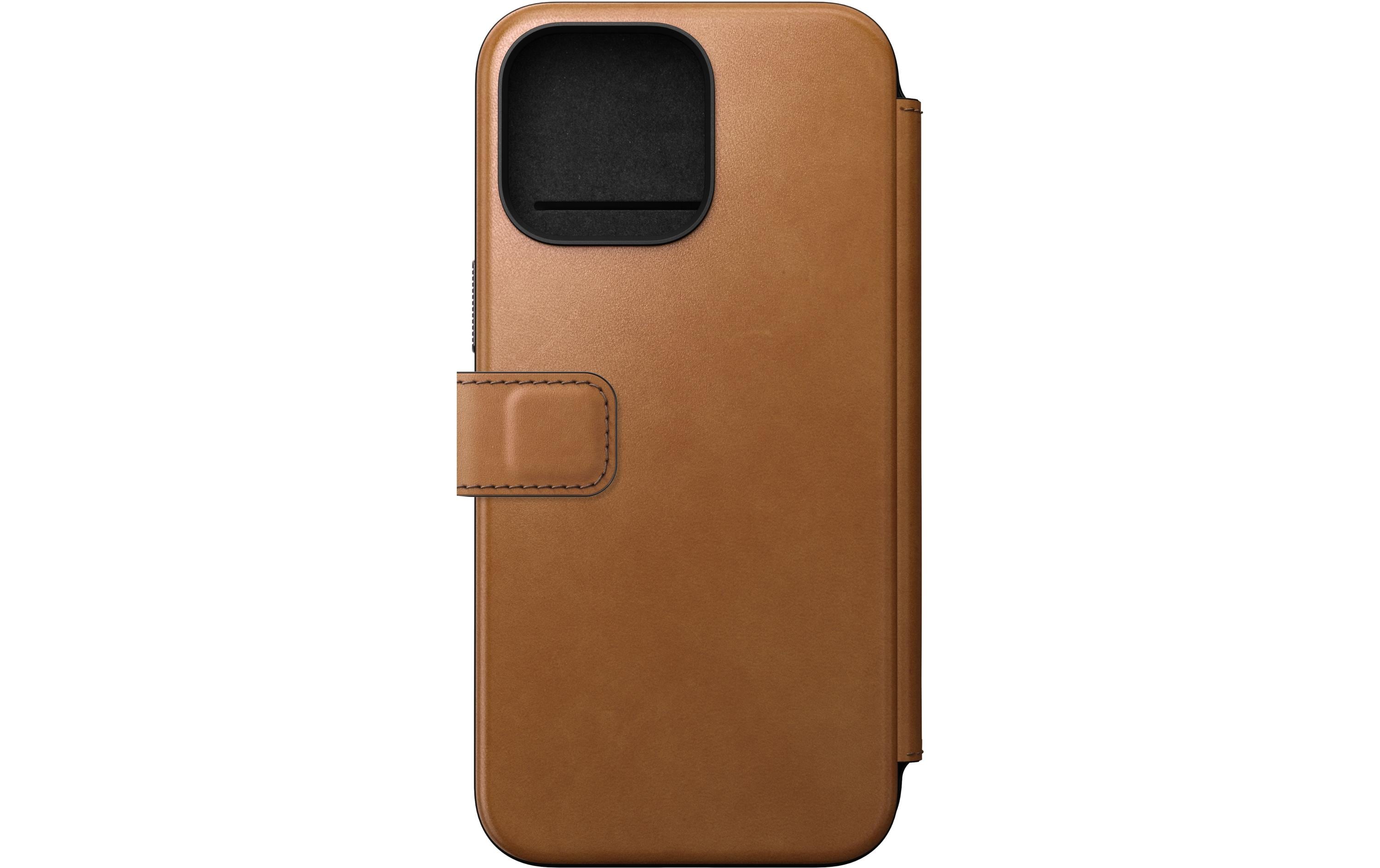 Nomad Book Cover Modern Leather Folio iPhone 15 Pro Max Beige