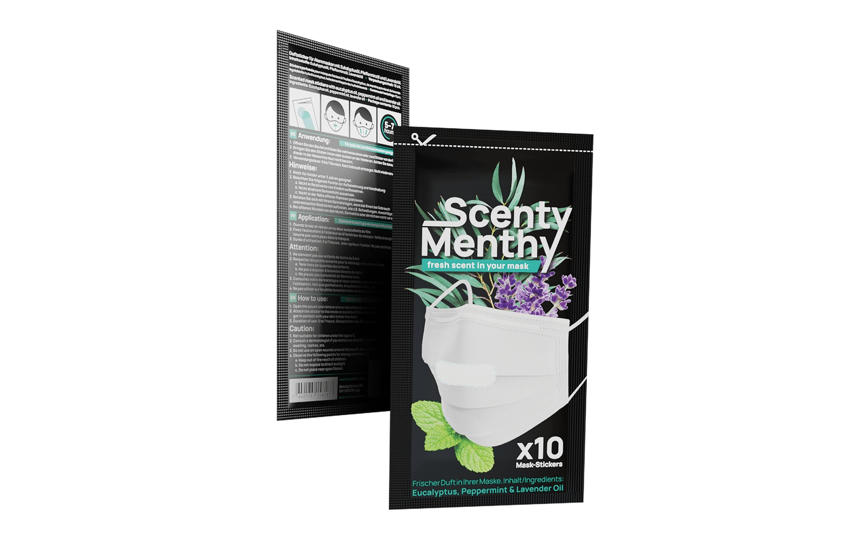 Scenty Menthy Aromasticker für Hygienemaske, 10 Stück