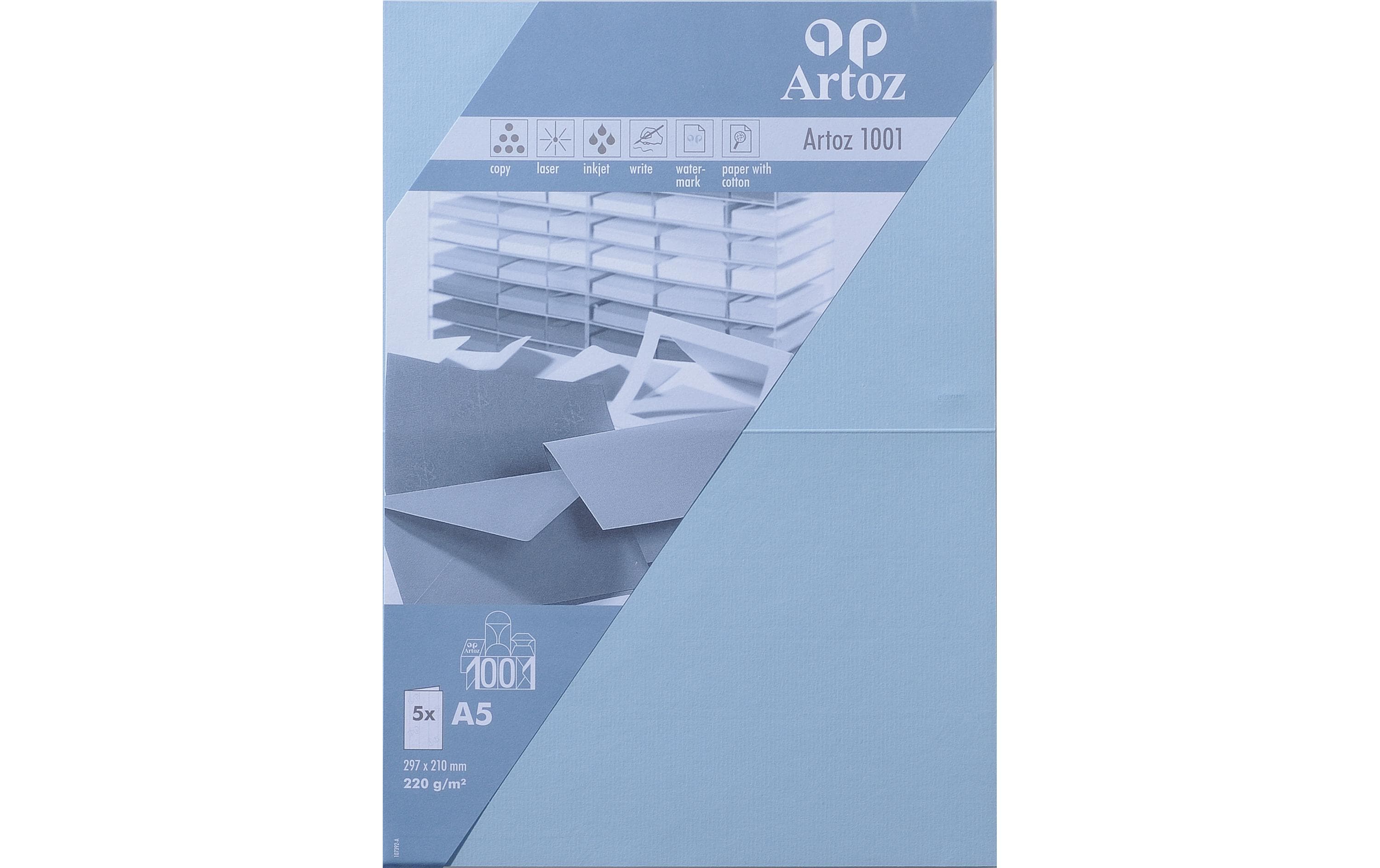 Artoz Blankokarte 1001, A5, 5 Blatt, Pastellblau