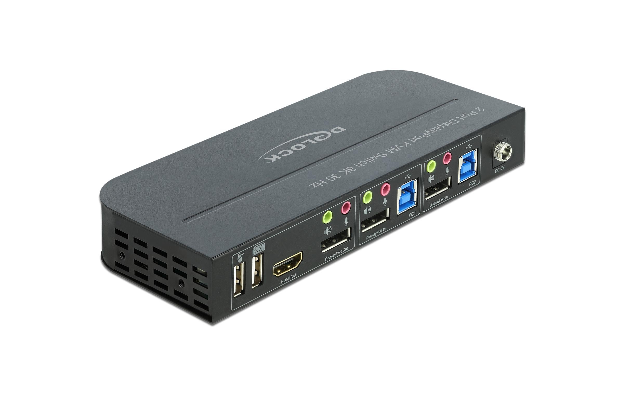 Delock KVM Switch 2 Port Displayport 1.4 mit USB3.0 & Audio 8k 30Hz