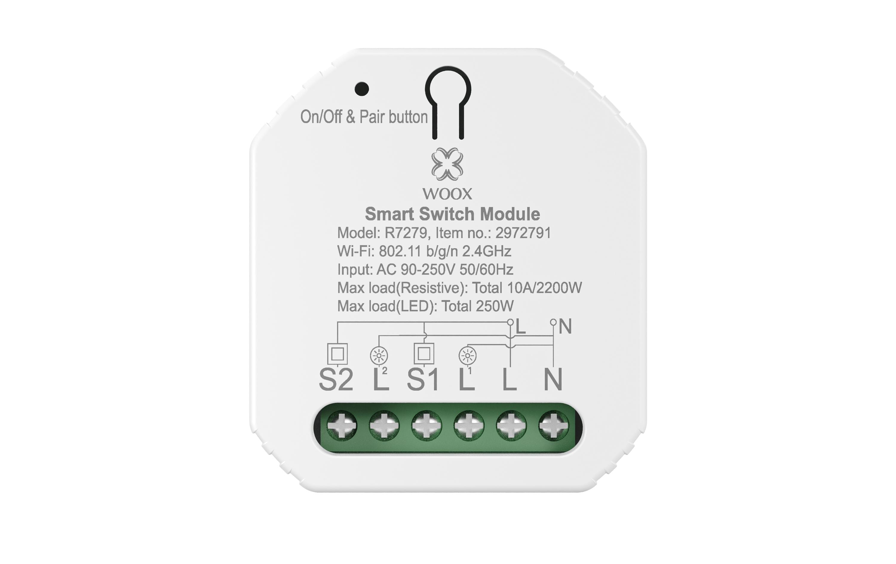 WOOX WiFi Smart Switch R7279, 230 V, 10A, 2300W Weiss