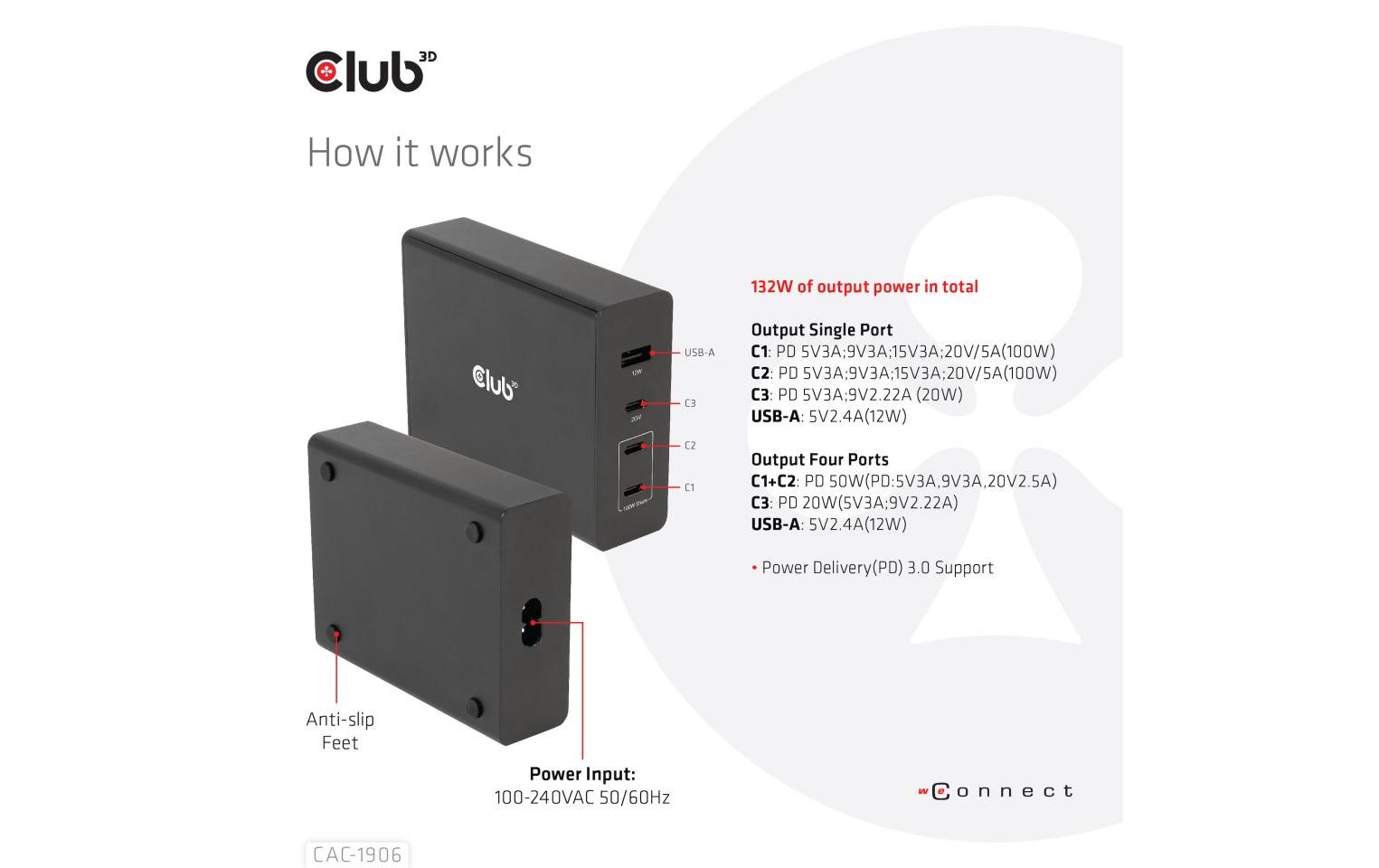 Club 3D USB-Wandladegerät CAC-1906