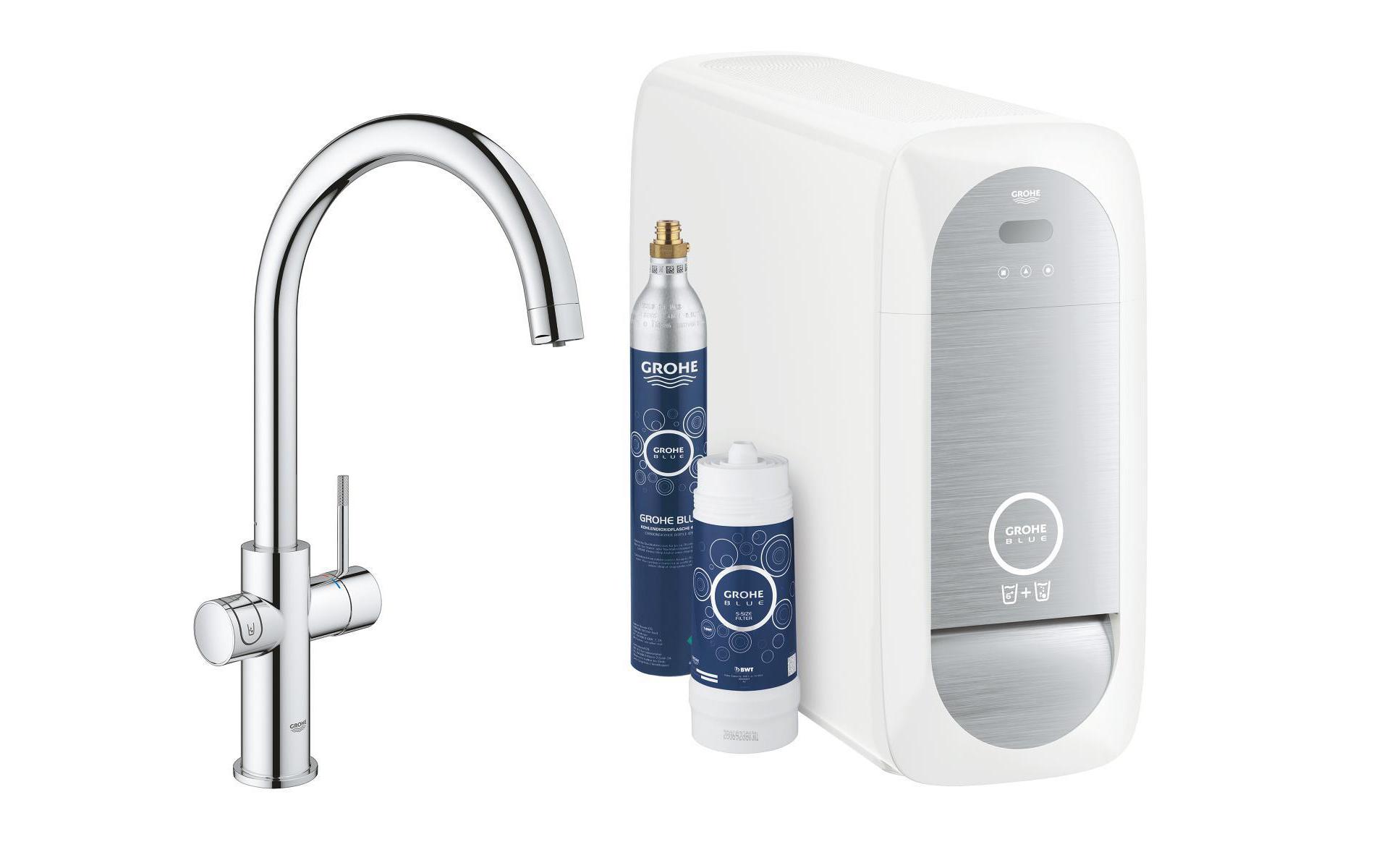 GROHE Küchenarmatur Blue Home C-Auslauf, Starter Kit, Chrom