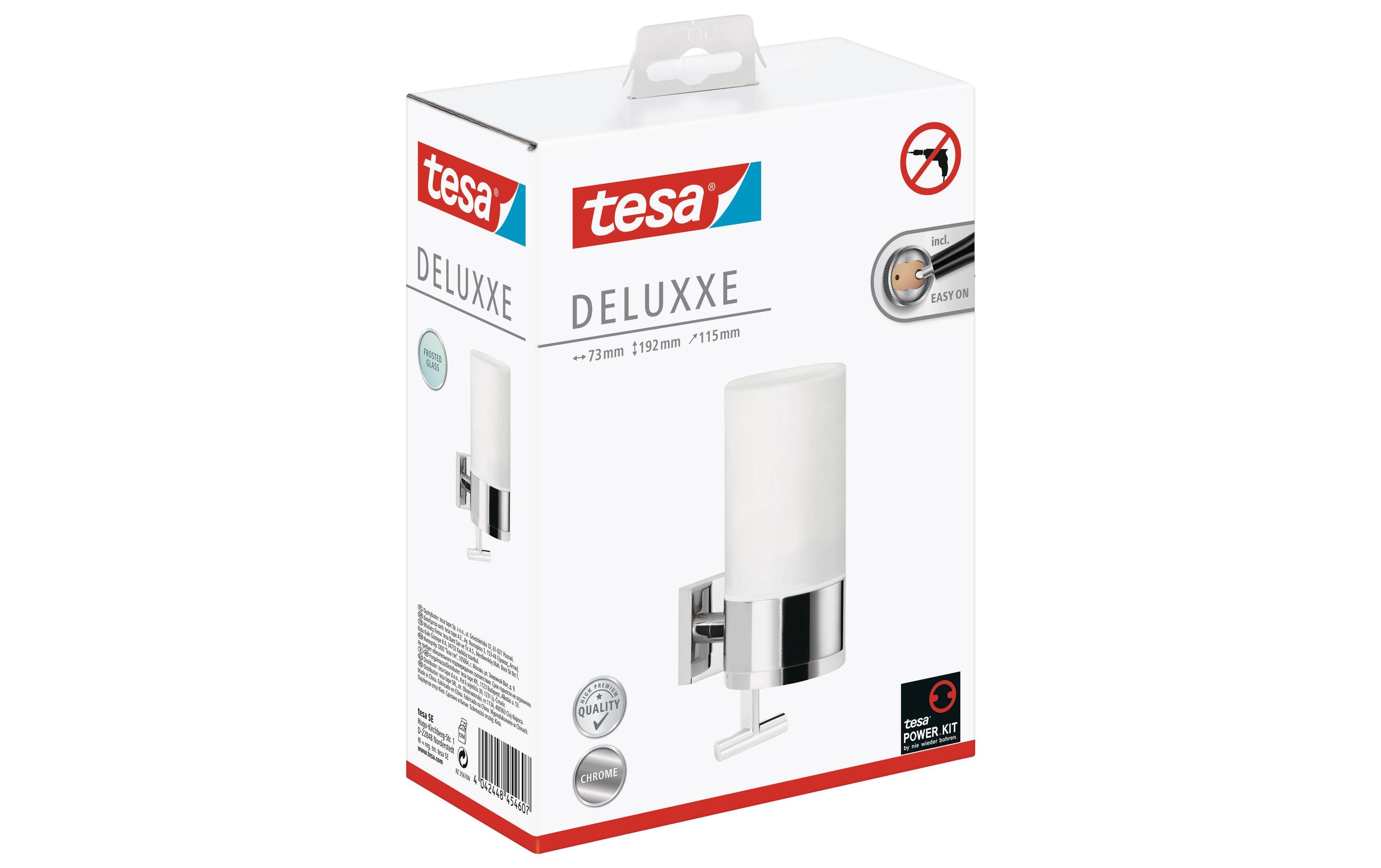 tesa Seifenspender-Set Deluxxe 230 ml, Silber/Weiss