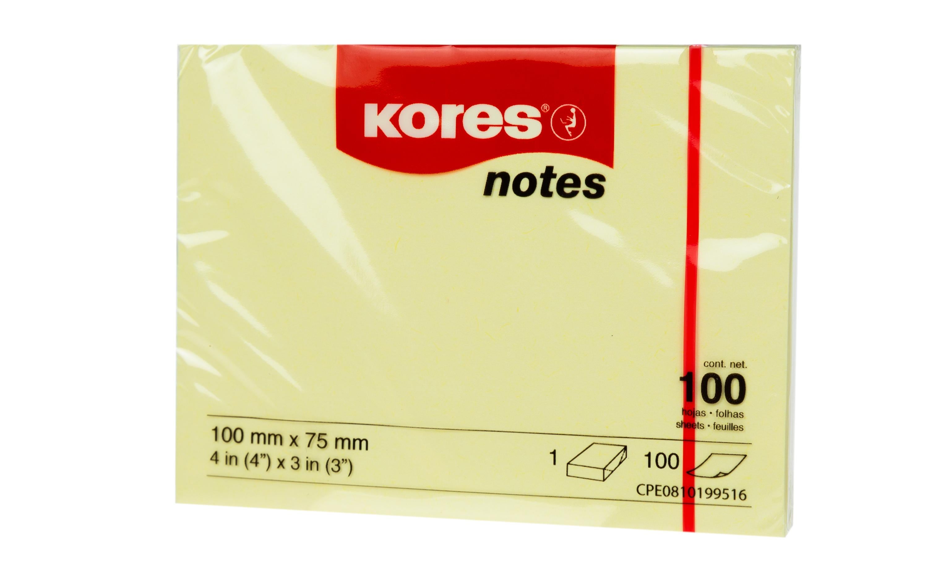 Kores Notizzettel 10075, 10 x 7.5 cm, 12 Blöcke, Gelb