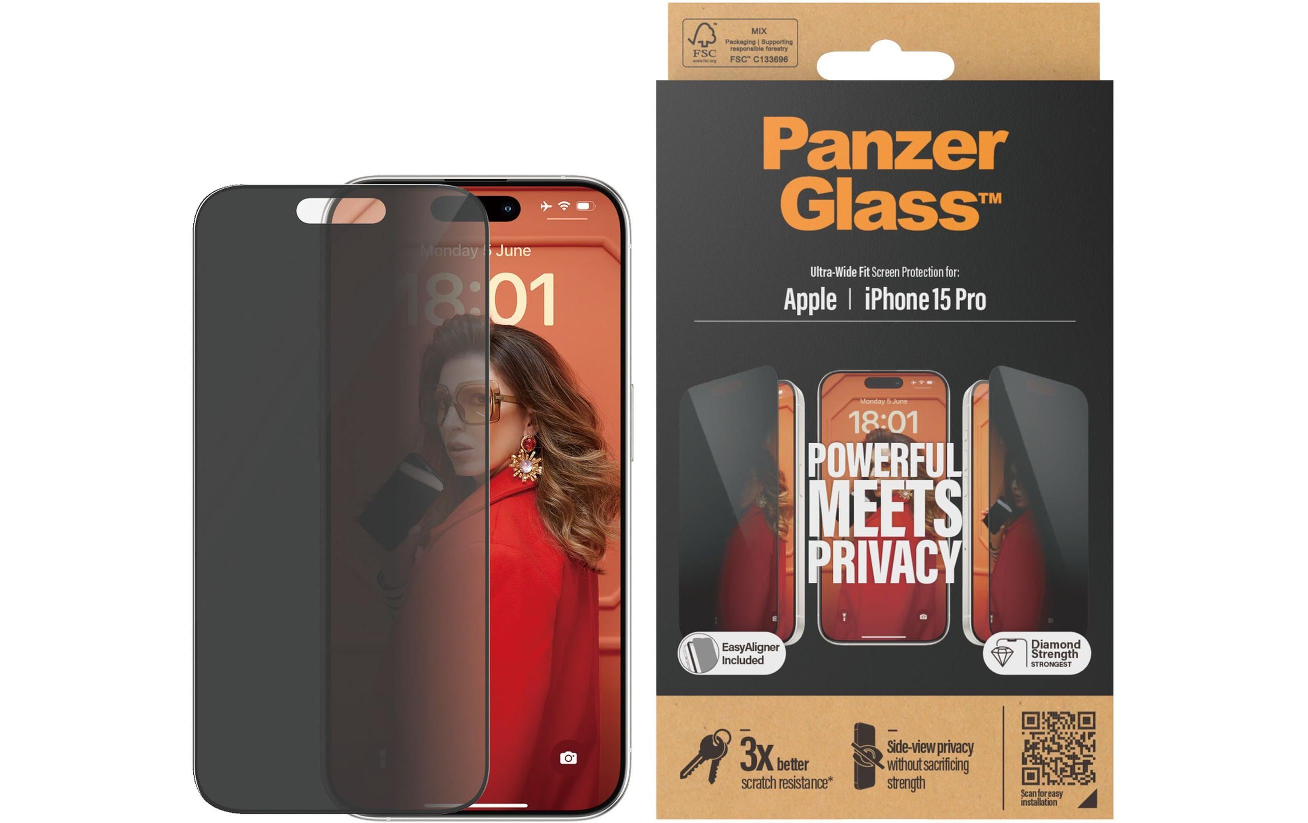 Panzerglass Displayschutz Ultra Wide Fit Privacy iPhone 15 Pro