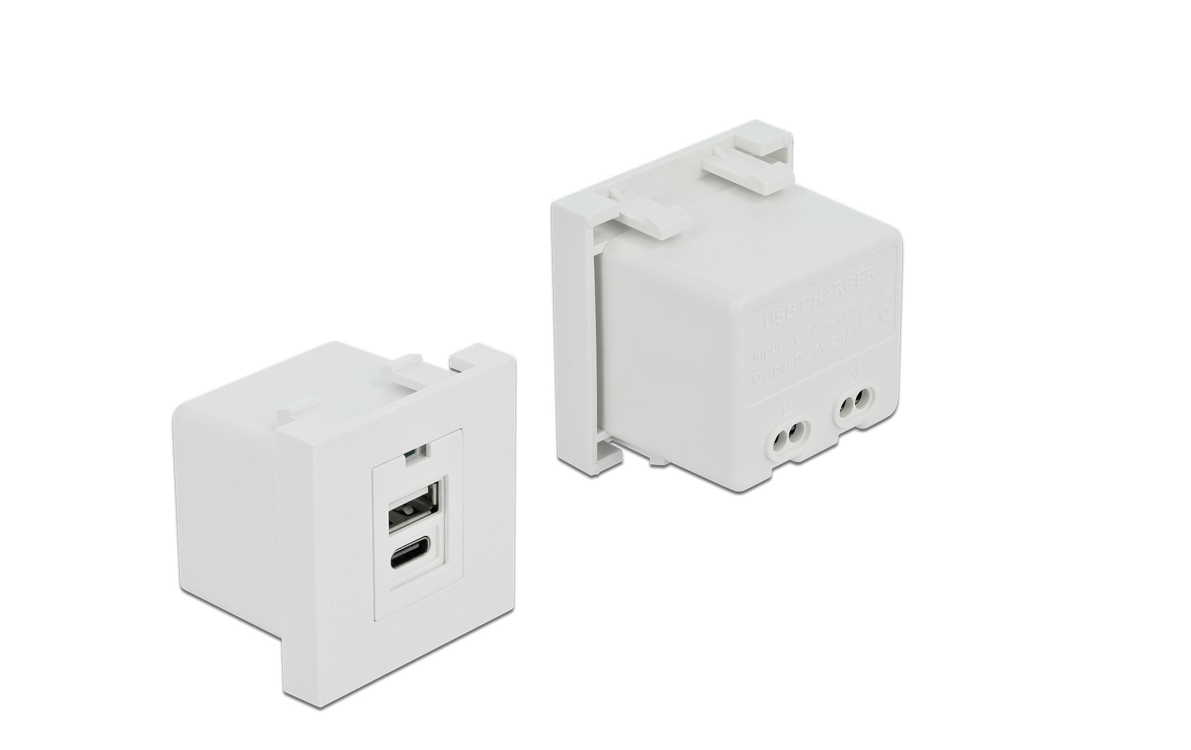 Delock Easy 45 USB Ladeportmodul 1 x USB Typ-A + 1 x USB Type-C