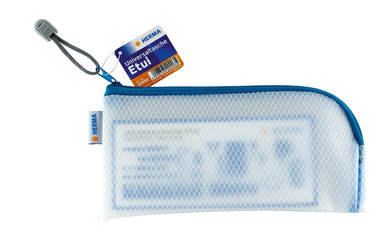 HERMA Etui Mesh Bag 23 x 11 cm, Blau/Weiss