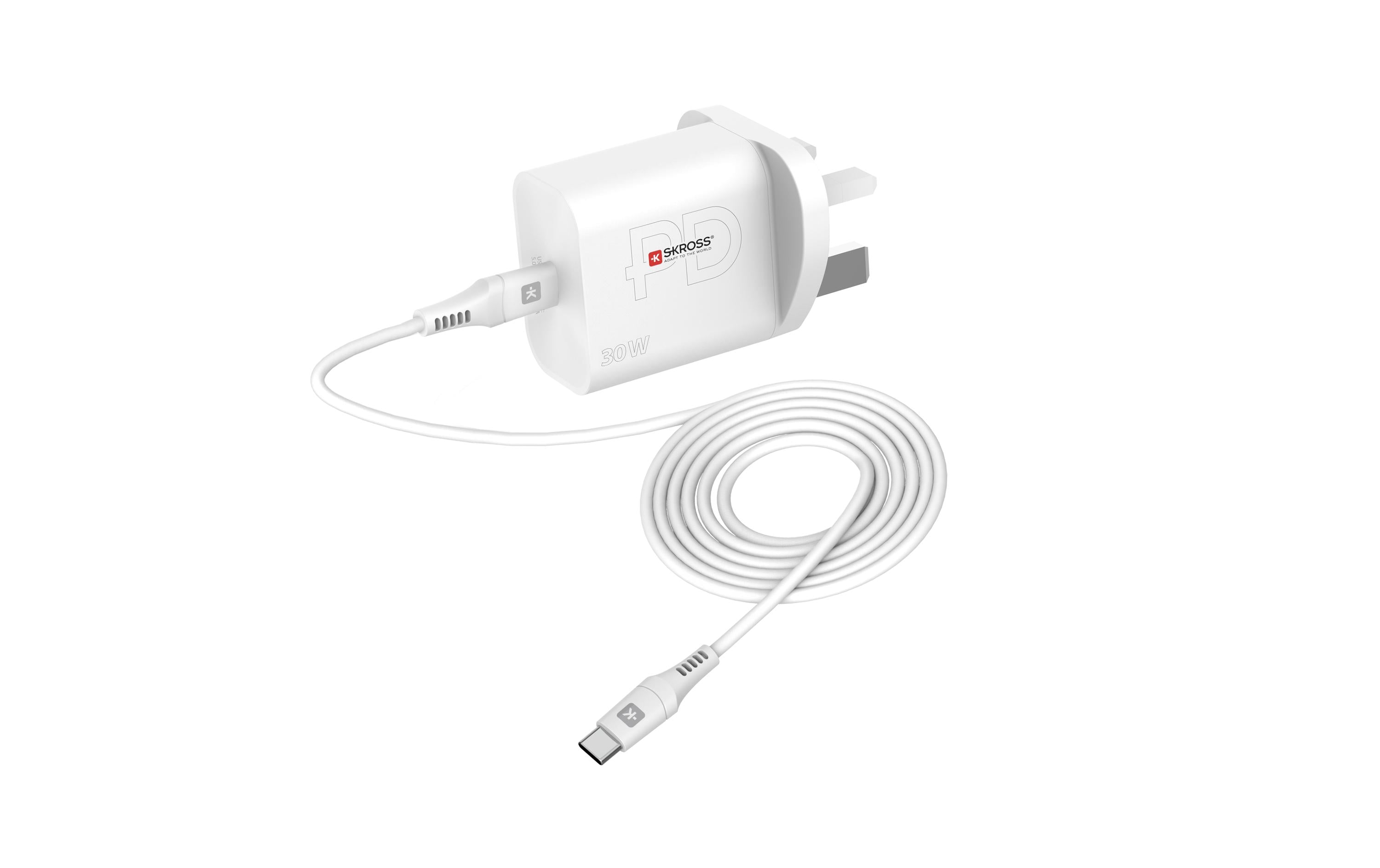 SKROSS USB-Wandladegerät USB-C Power Delivery, UK, 30 W, Weiss