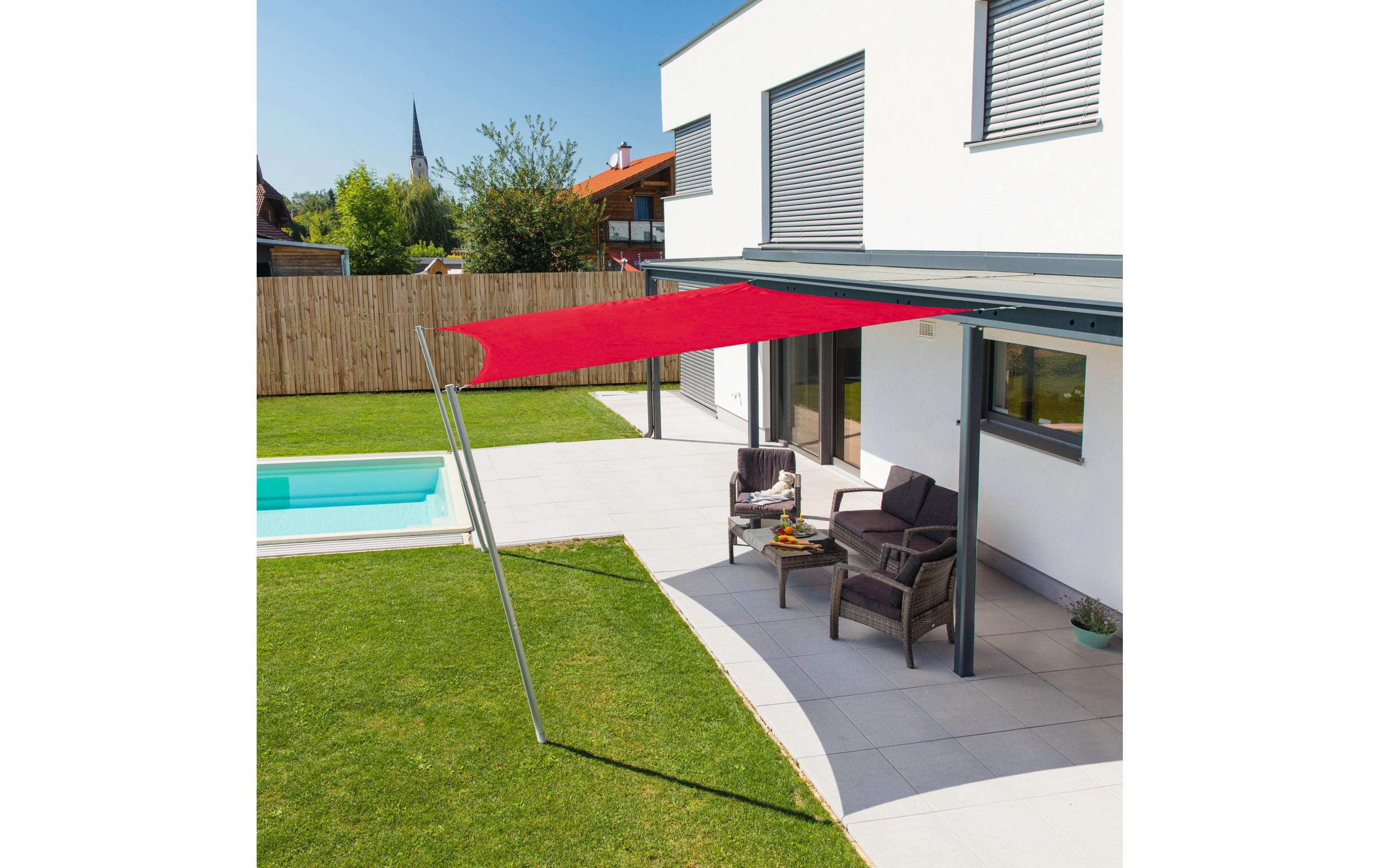 Windhager Sonnensegel Cannes, 5 x 5 m, Eckig, Rot