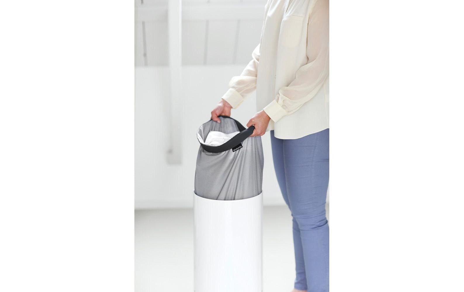 Brabantia Wäschesammler mit Korkdeckel , 35 Liter, Weiss