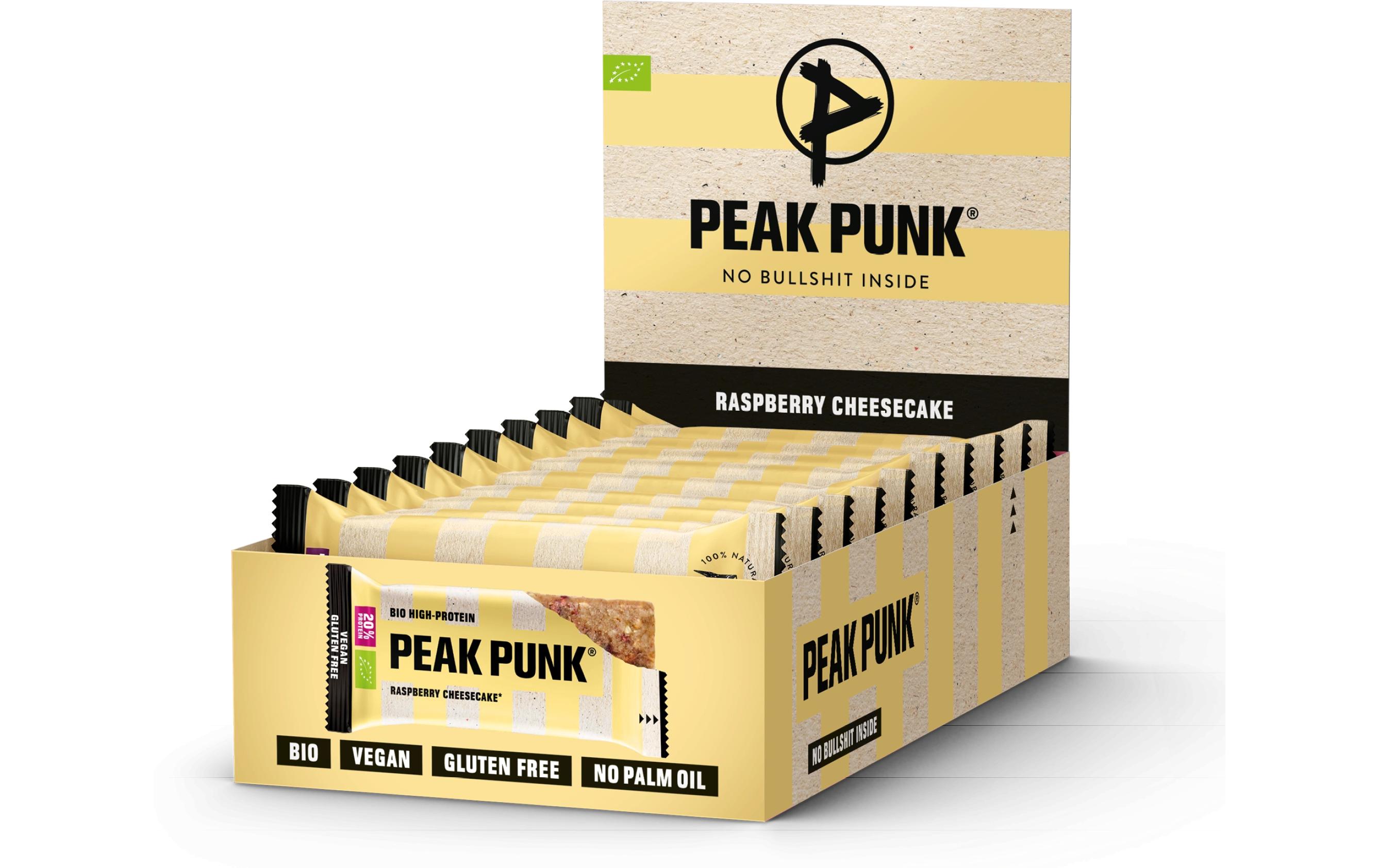 PEAK PUNK Bio High-Protein Bar Raspberry Cheesecake, 12 x 55 g