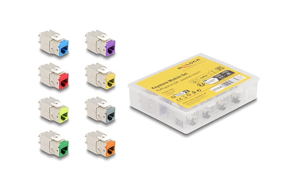 Delock Keystone-Modul RJ45 zu LSA, Cat.6A Farbig, 8 Stück