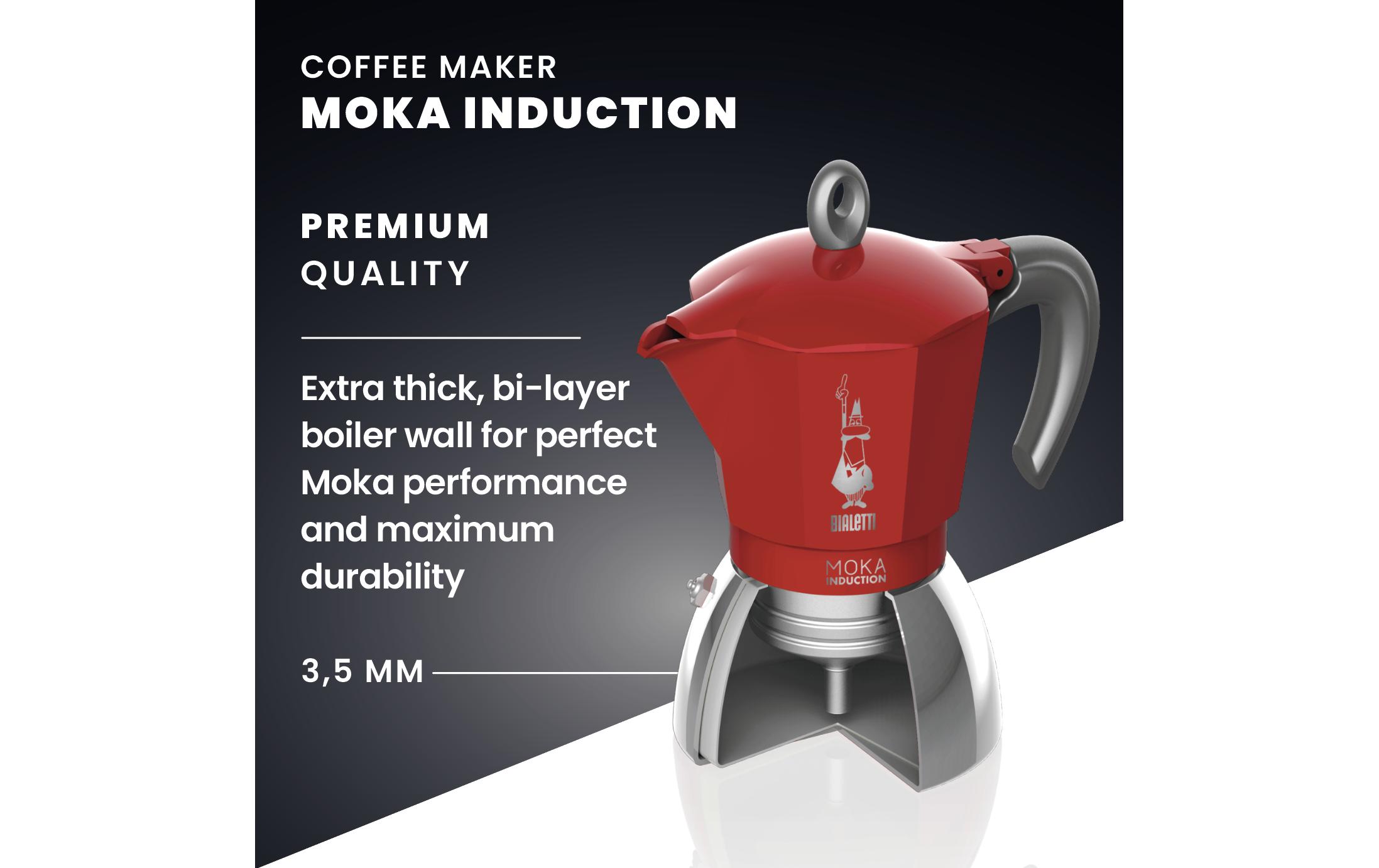 Bialetti Espressokocher New Moka Induktion 2 Tassen, Rot