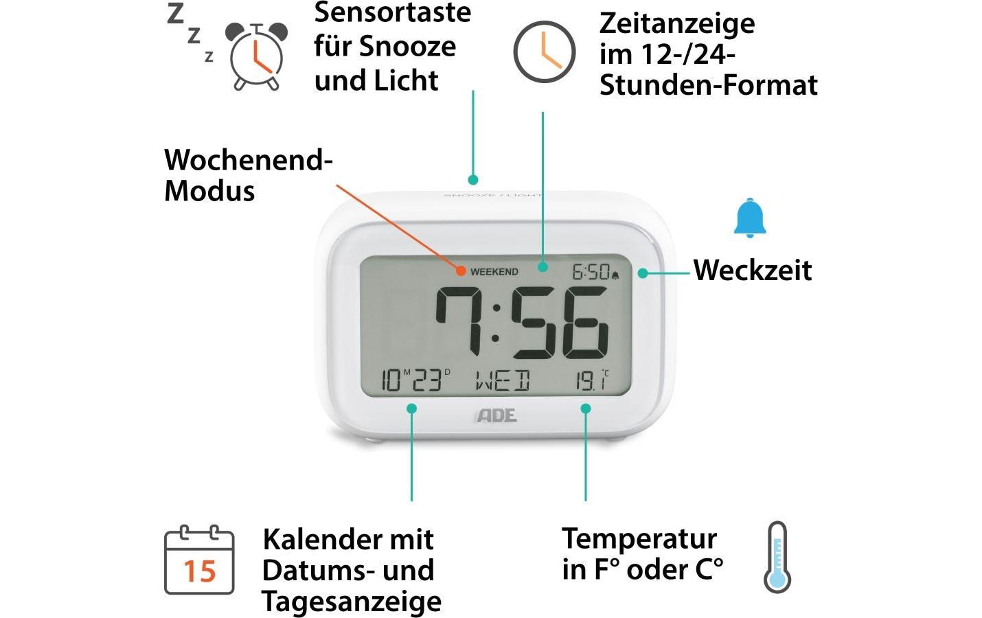 ADE Digitalwecker mit Temperaturanzeige