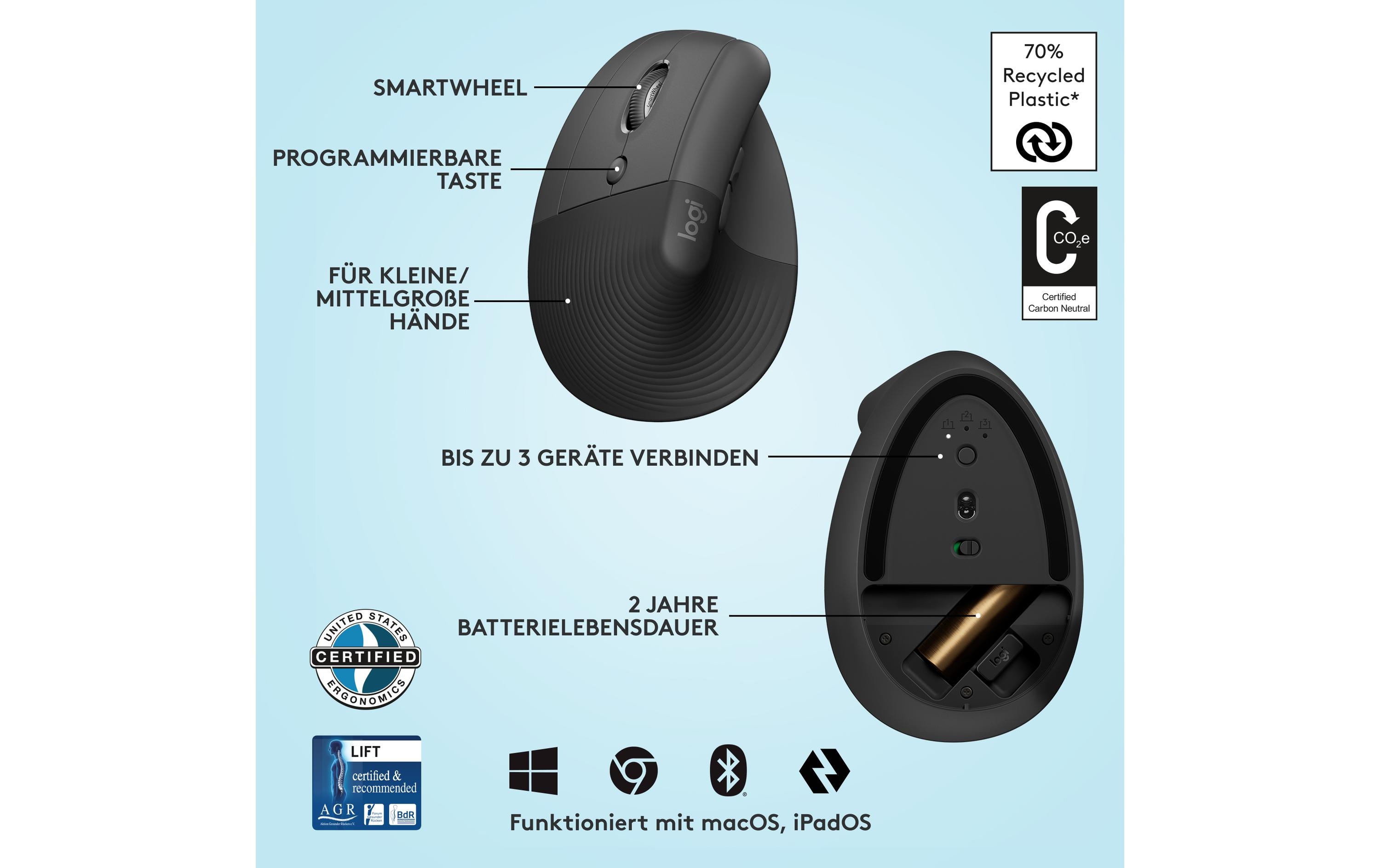 Logitech Ergonomische Maus Lift Left Graphite