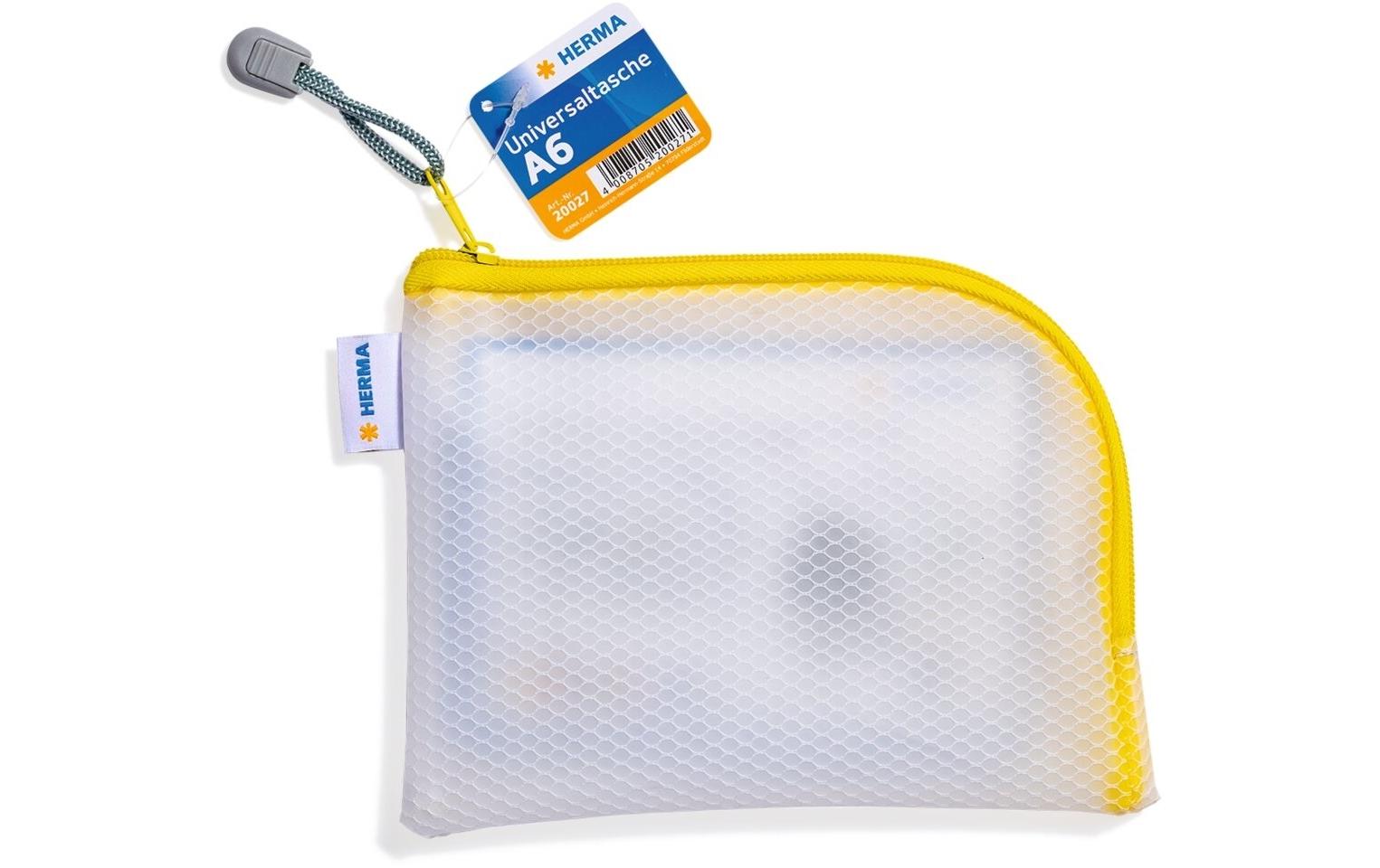 HERMA Etui Mesh Bag A6, 10.5 x 14.8 cm, Gelb/Weiss