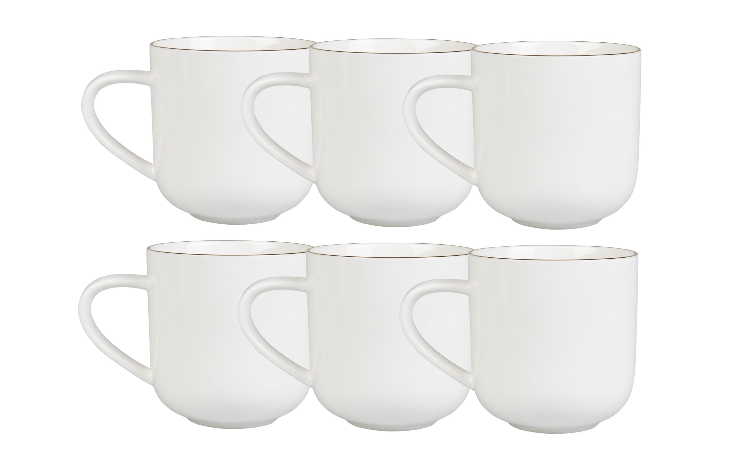 FURBER Tasse 400 ml, 6 Stück, Weiss/Gold