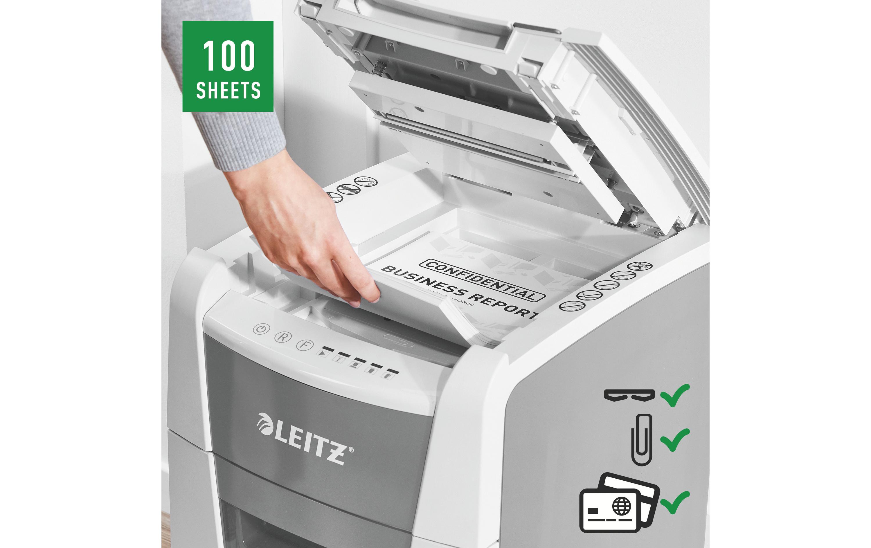 Leitz Bürogeräte Aktenvernichter IQ Autofeed Small Office 100, P-5, 100 Blatt