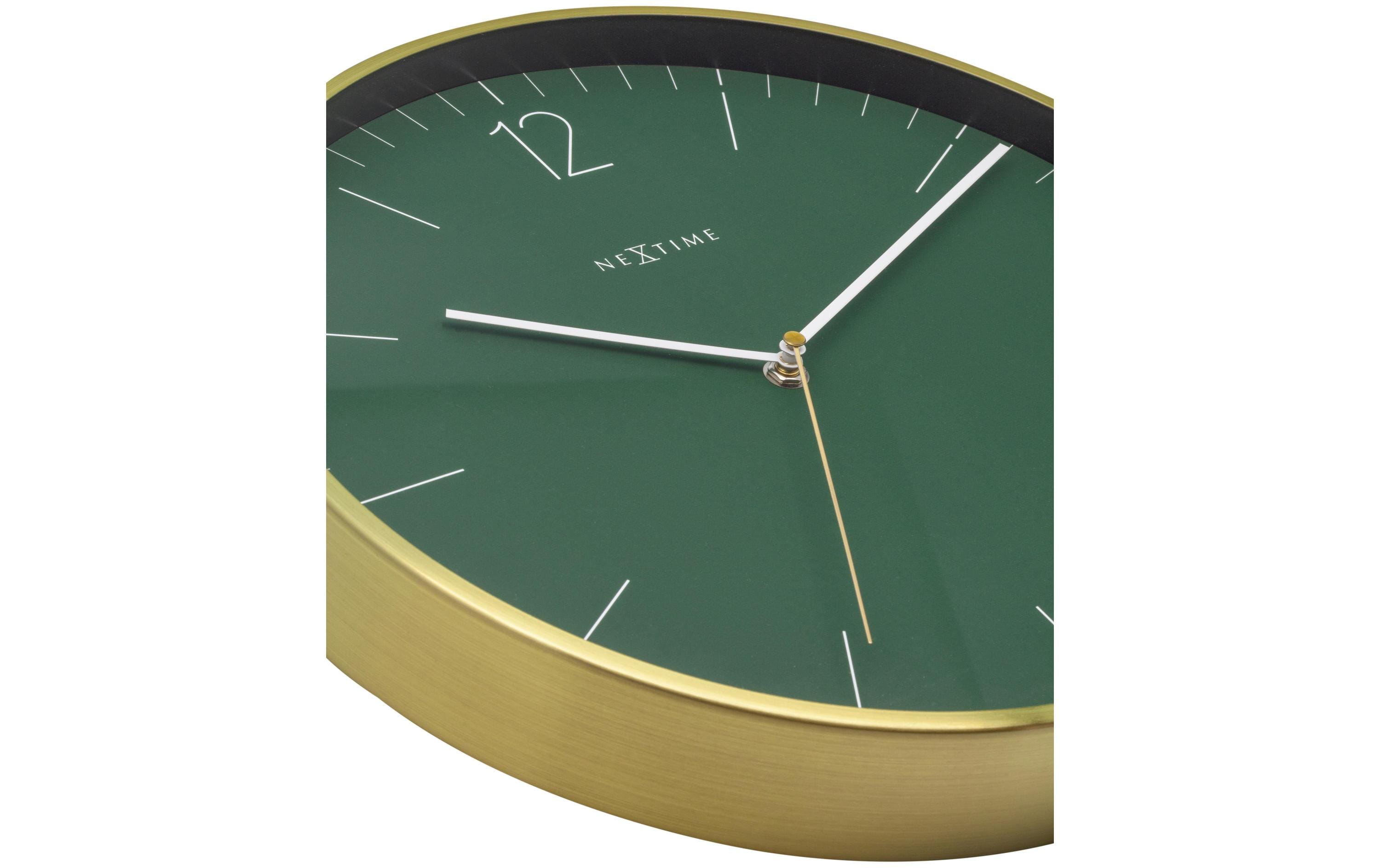 NeXtime Wanduhr Essential Forest Green Ø 34 cm Gold/Grün