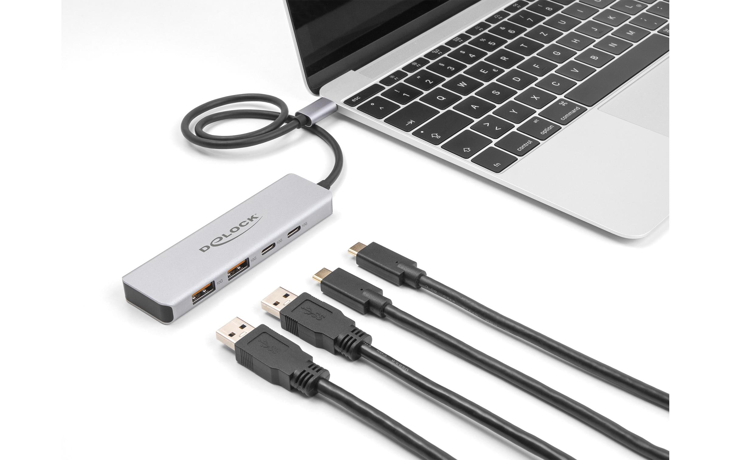 Delock USB-Hub 10 Gbps 2 x USB Typ-A und 2 x USB Type-C