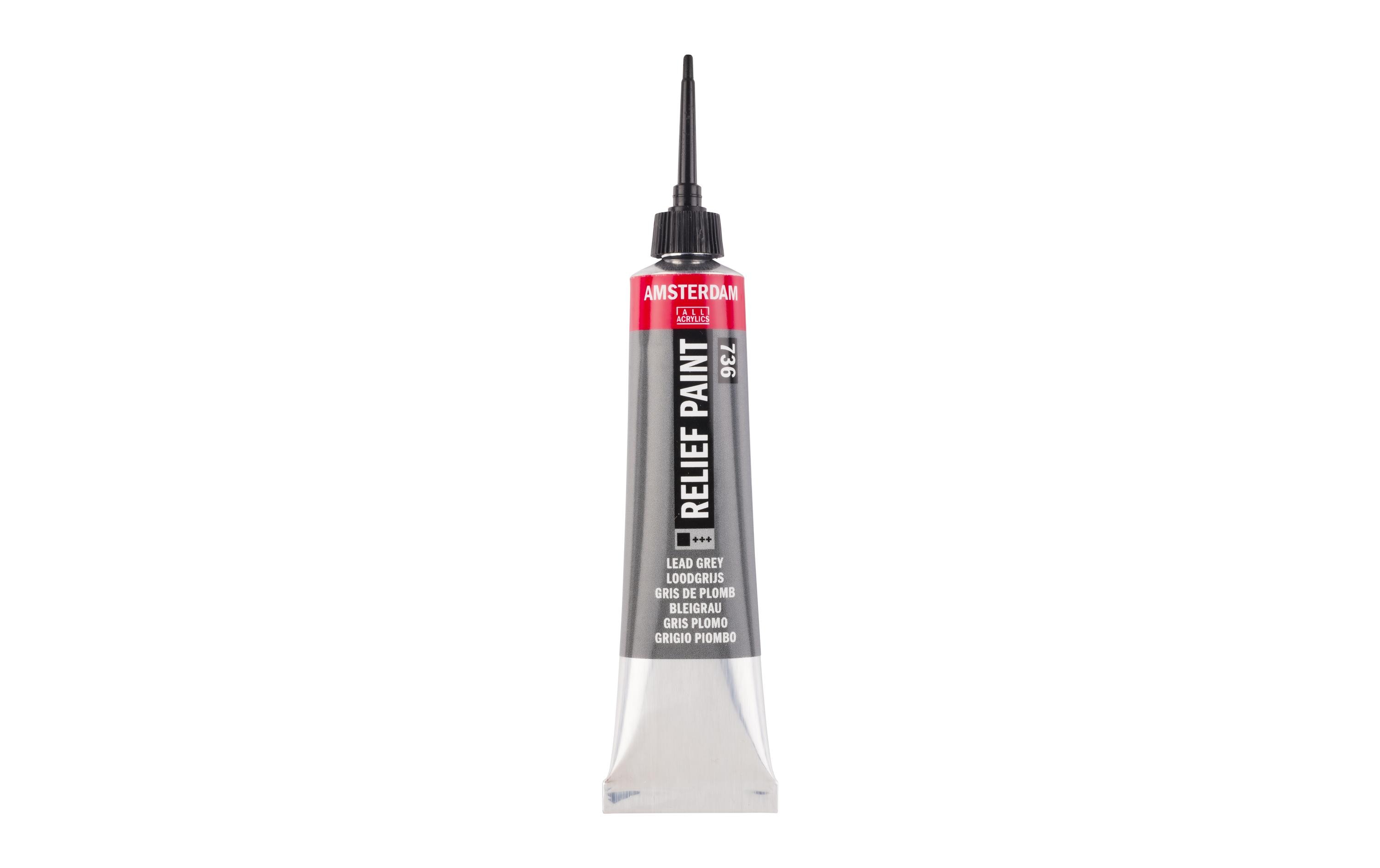 Amsterdam Acrylfarbe Reliefpaint 736 Bleigrau deckend, 20 ml