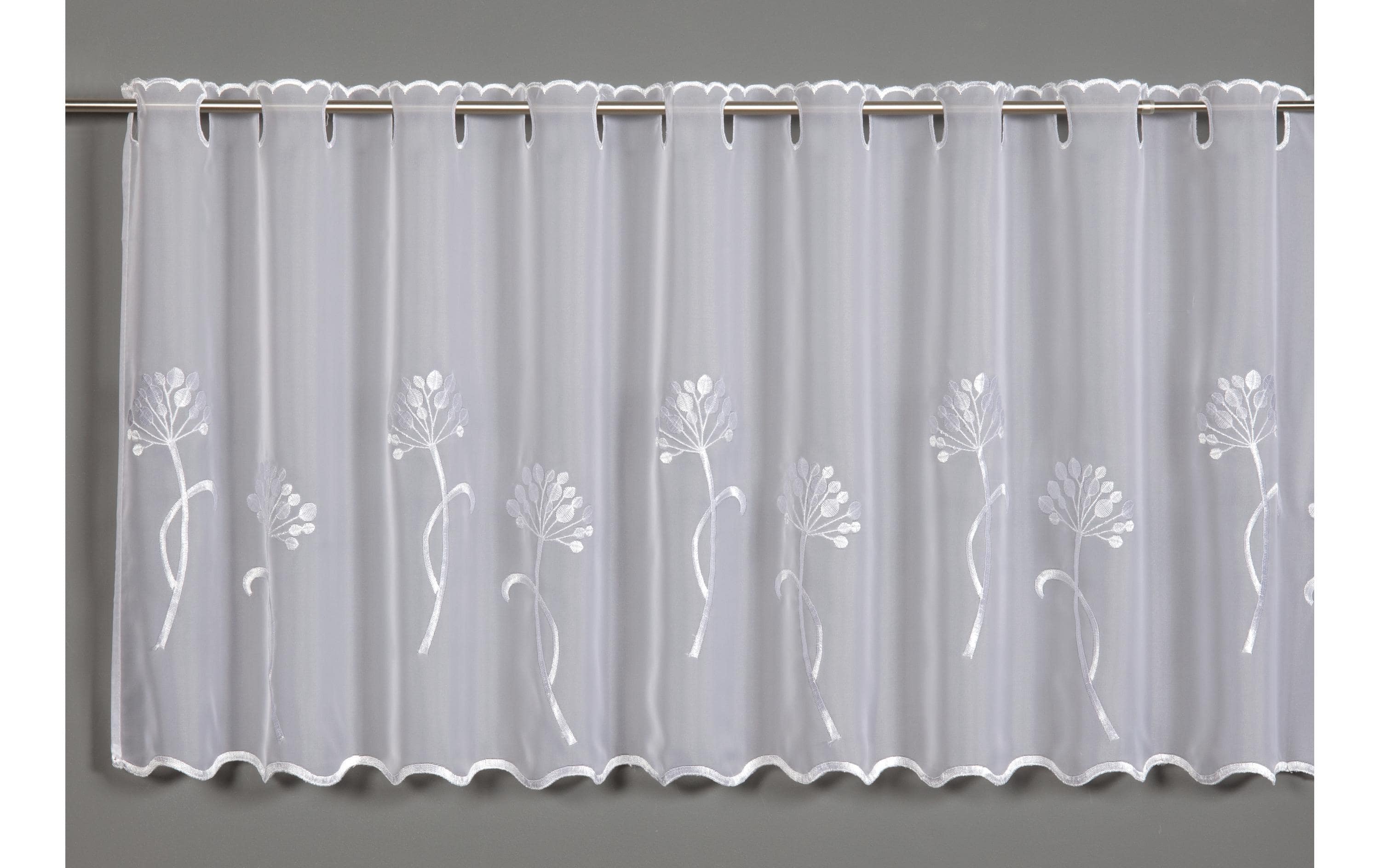 Gardinia Tagvorhang mit Schlaufe Pusteblume 140 cm x 48 cm, Weiss